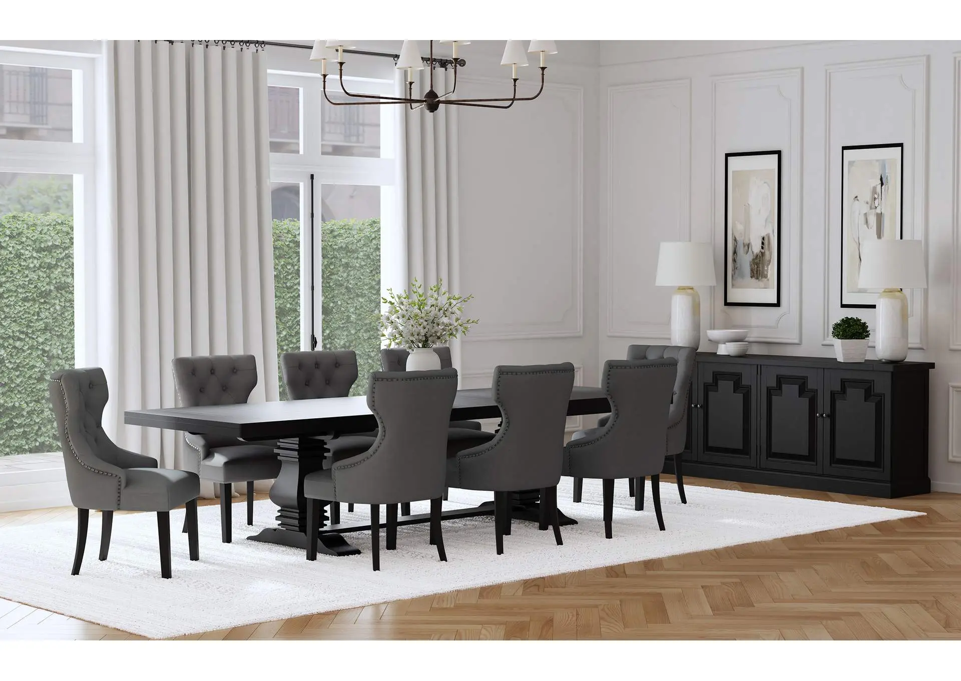 Florence 9-piece 126-inch Extension Dining Table Set Grey