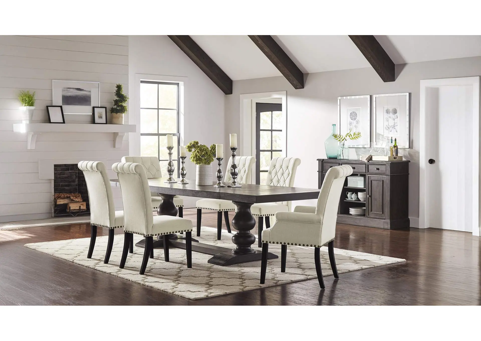Phelps 5-piece Rectangular Dining Table Set Distressed Noir