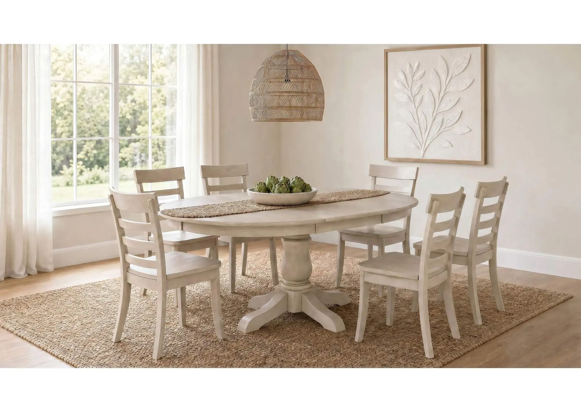 Orrison 7-piece Oval 62-inch Extension Leaf Dining Set Linen