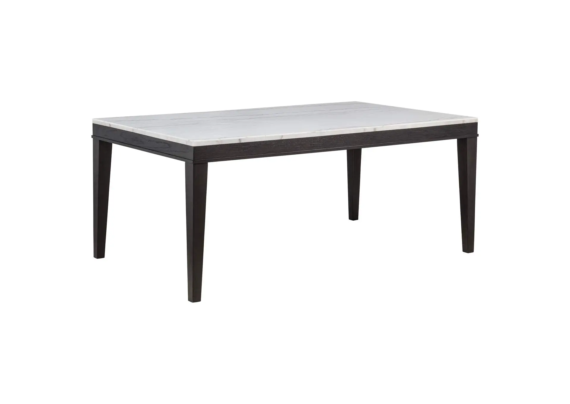 Averill 72-inch Rectangular White Marble Top Dining Table Coffee Bean