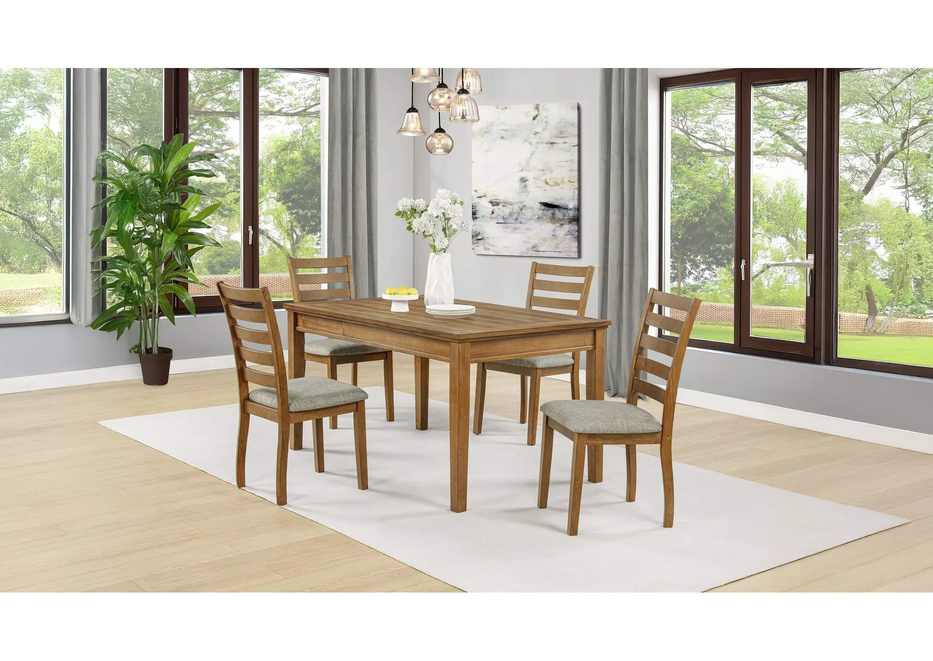 Atwood 5-piece Rectangular Wood Dining Set Warm Brown