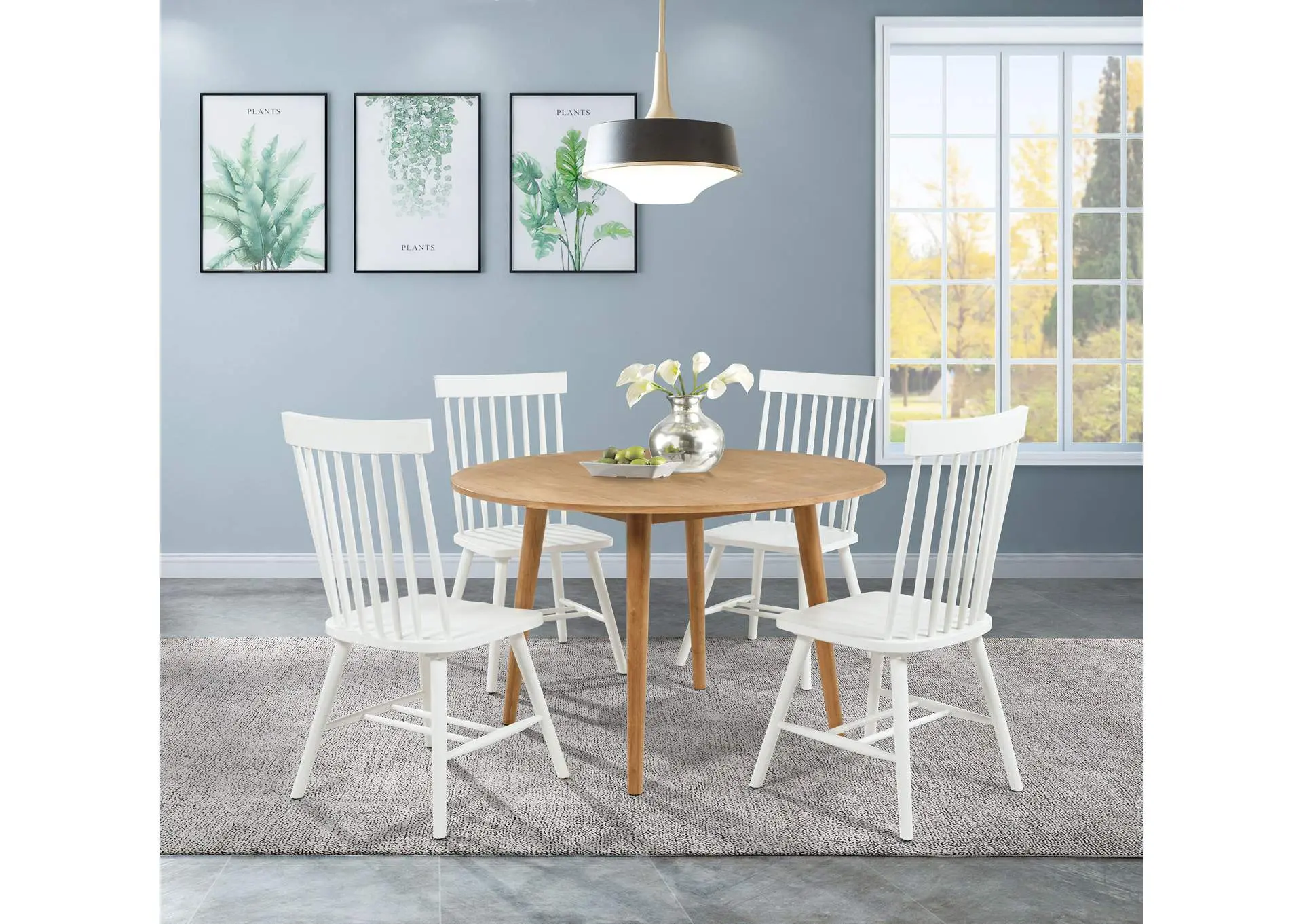 Andrews 5-piece Round Dining Table Set Light Ash and White