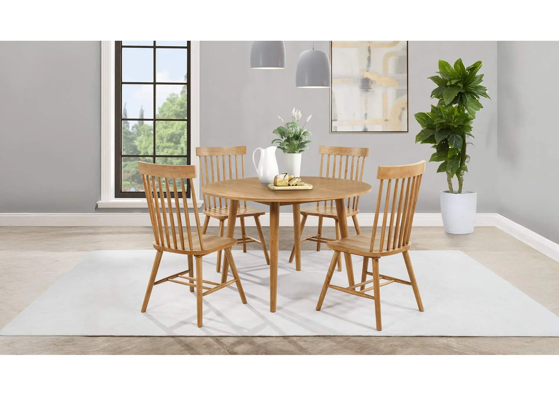 Andrews 5-piece Round Wood Dining Room Table Set Light Ash