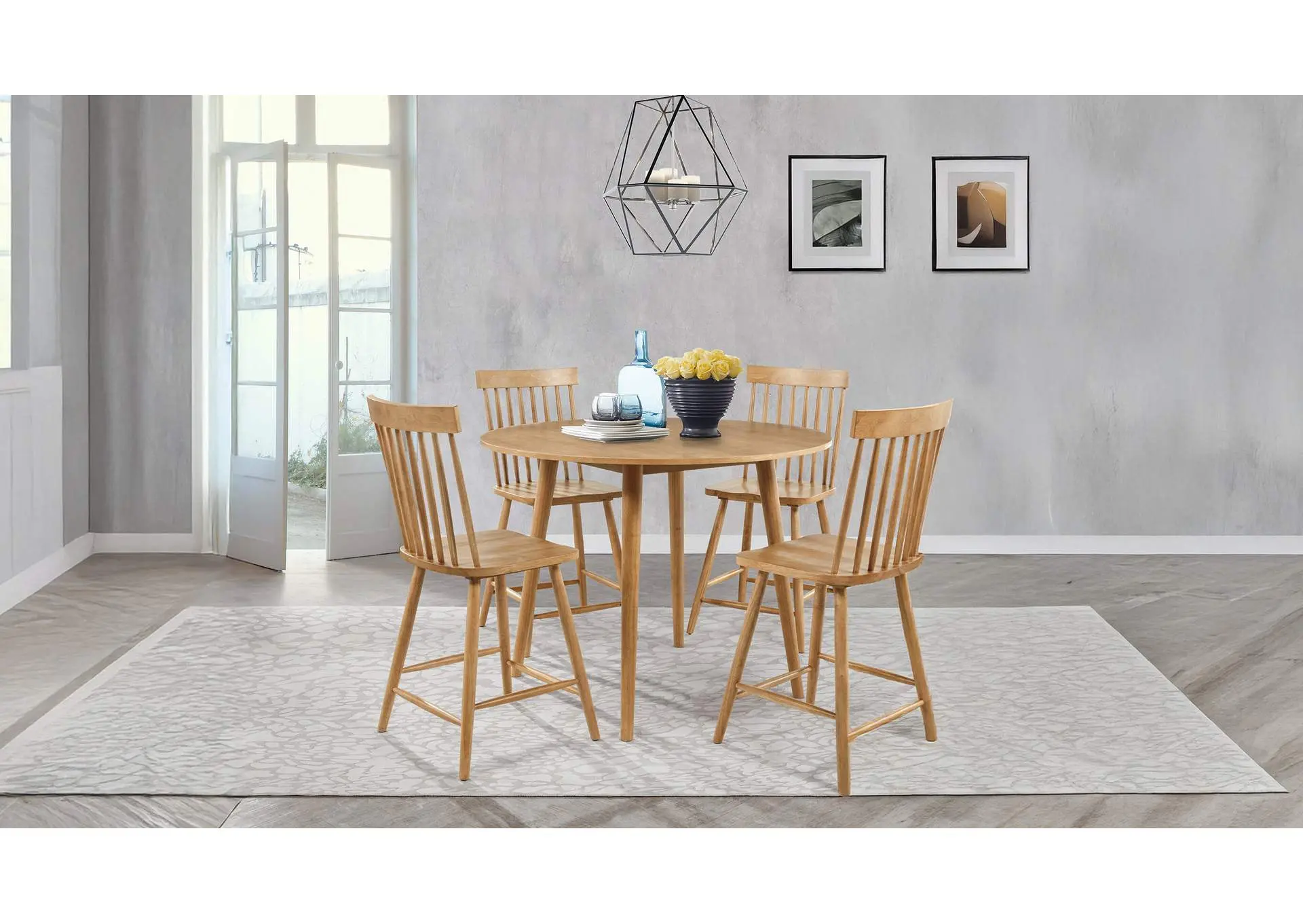 Andrews 5-piece Round Counter Height Dining Set Light Ash