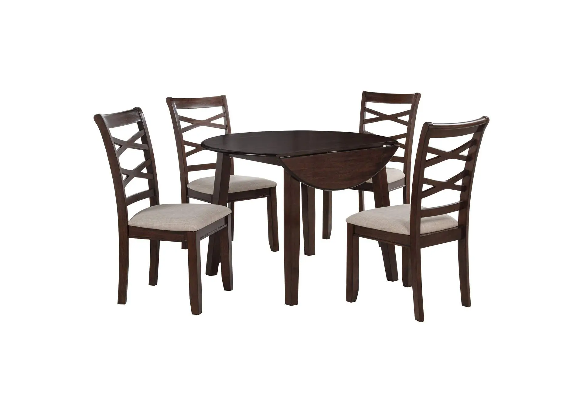 Barton 5-piece Round Wood Dining Table Set Dark Brown