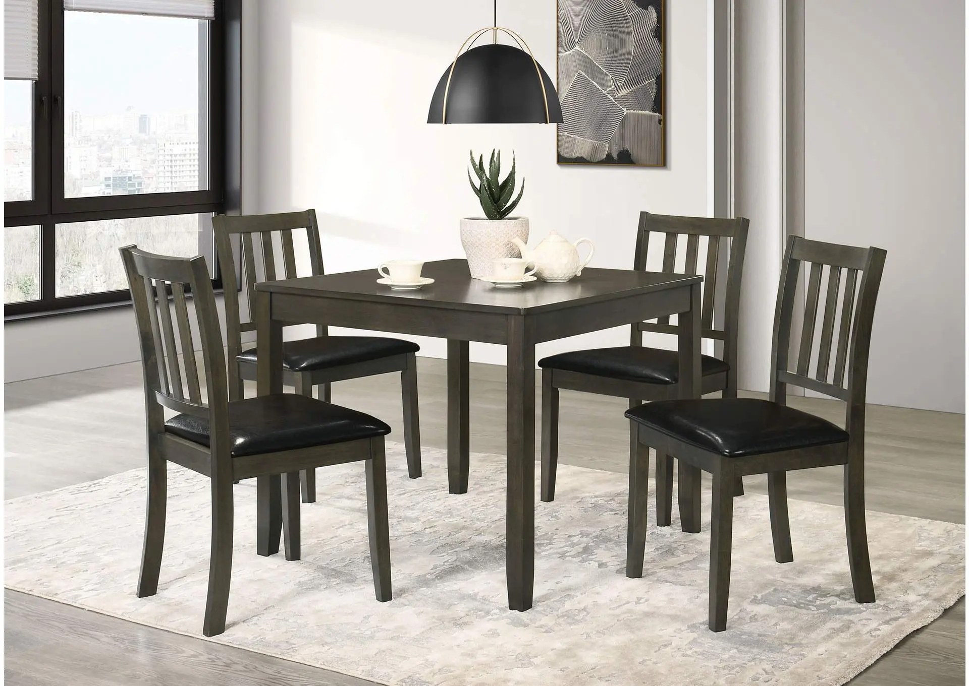 Parkwood 5-piece Square Dining Table Set Dark Ash Brown