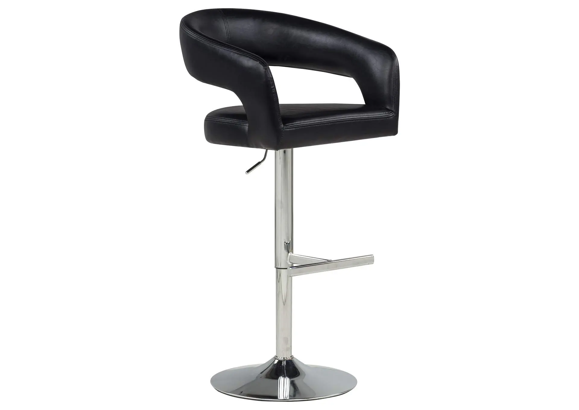 Travia Leatherette Upholstered Adjustable Bar Stool Black