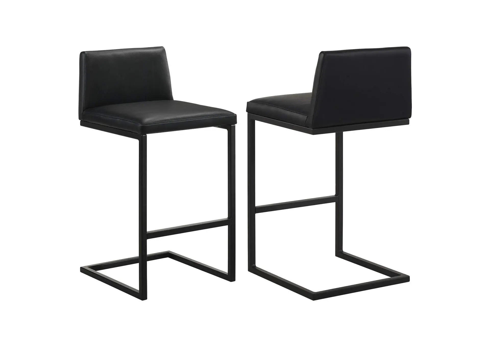 Vardon Genuine Leather Bar Stool Black (Set of 2)