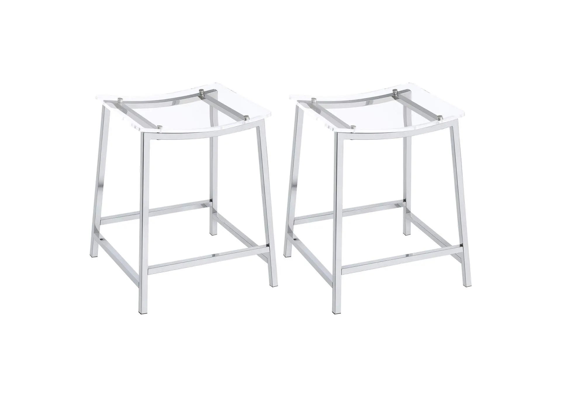 Jovani Acrylic Backless Counter Stool Chrome (Set of 2)