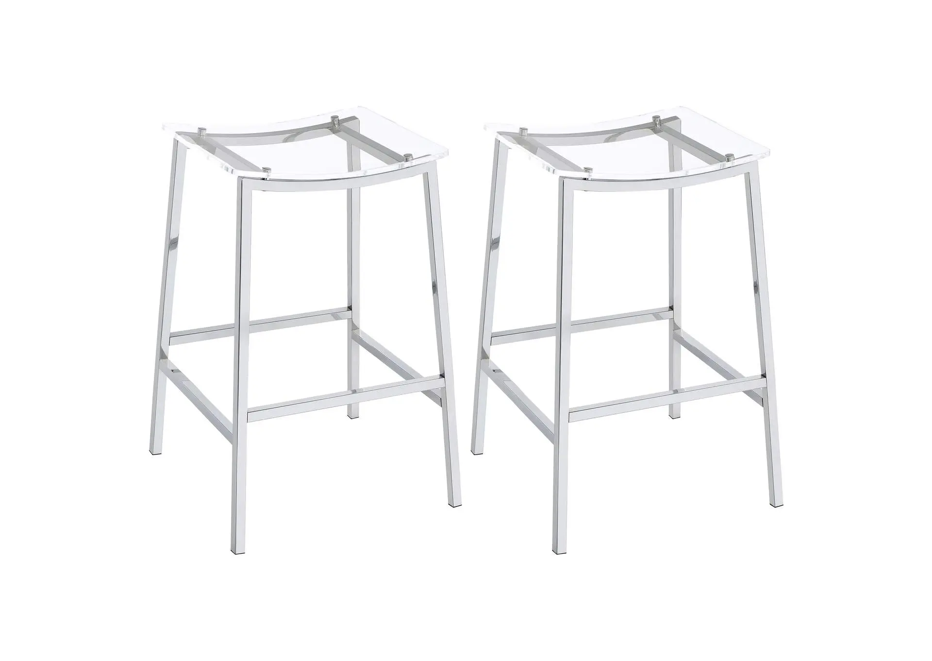 Jovani Acrylic Backless Bar Stool Chrome (Set of 2)