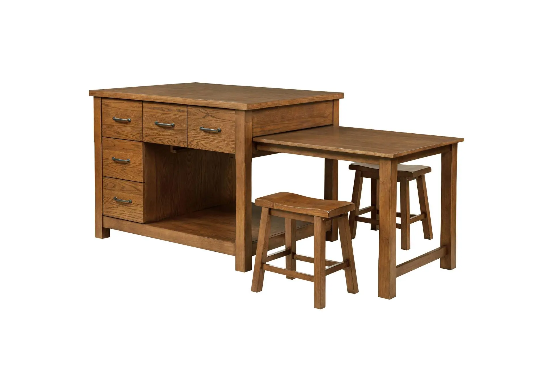Mayfair 3-piece Kitchen Island with Extension Table Dark Oak