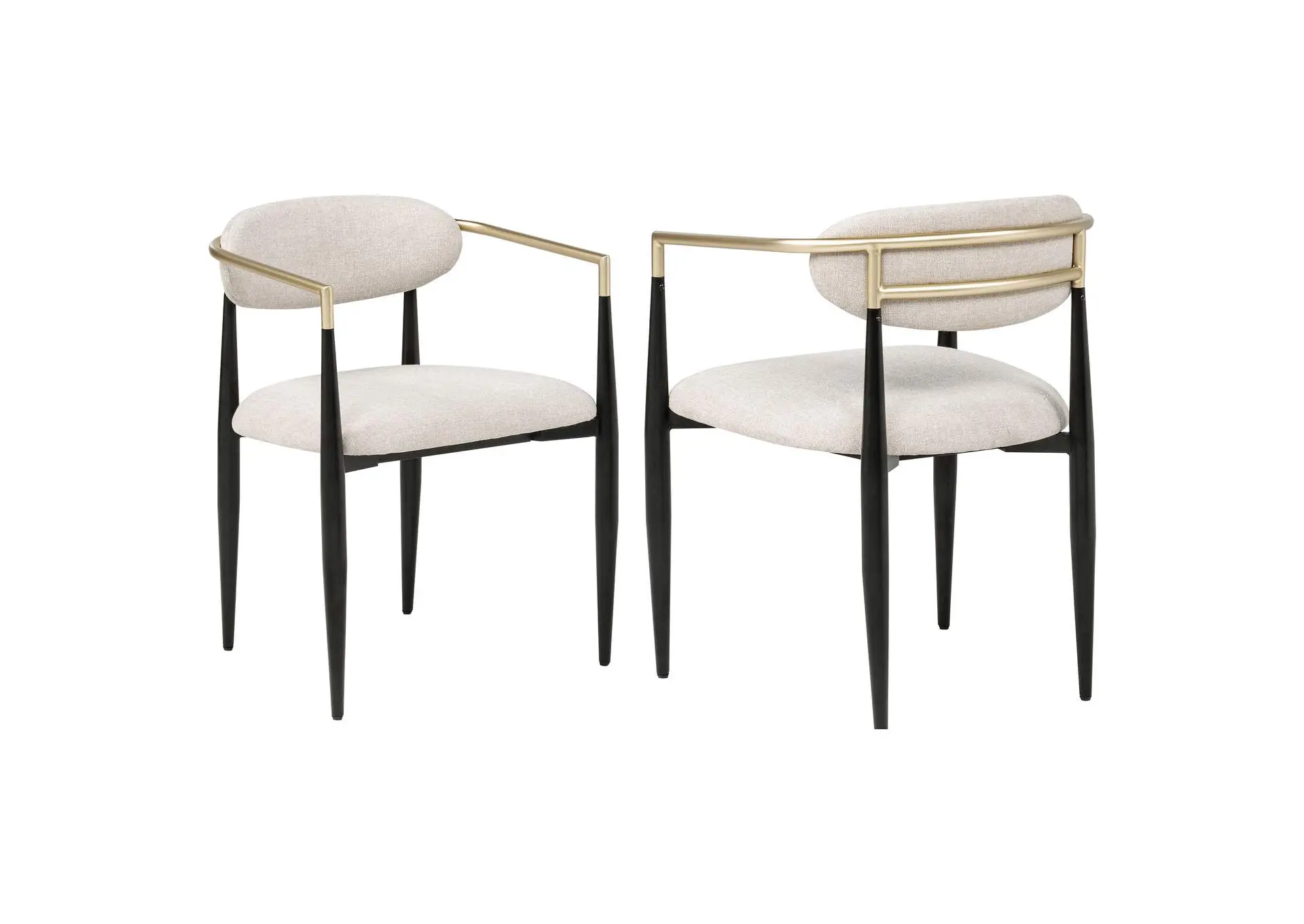 Bradbury Fabric Upholstered Dining Arm Chair Beige (Set of 2)