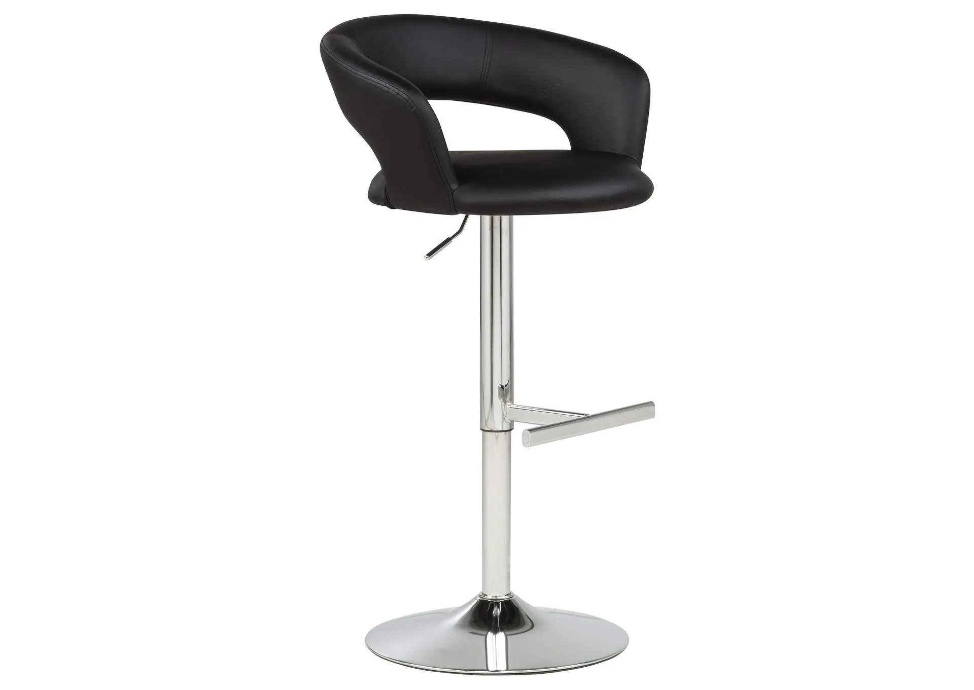 Travia Adjustable Leatherette Swivel Bar Stool Black and Chrome