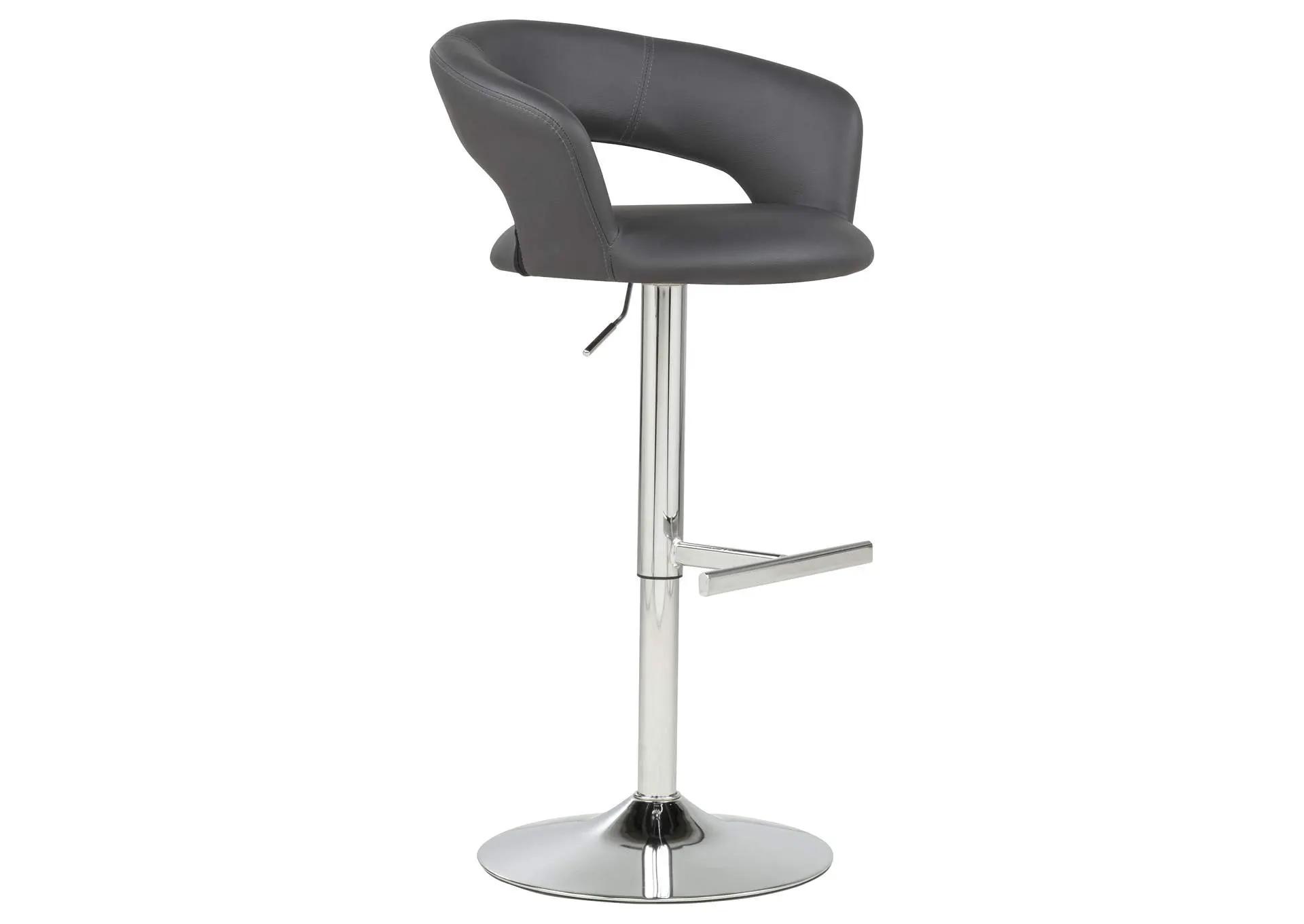 Travia Adjustable Leatherette Swivel Bar Stool Grey and Chrome