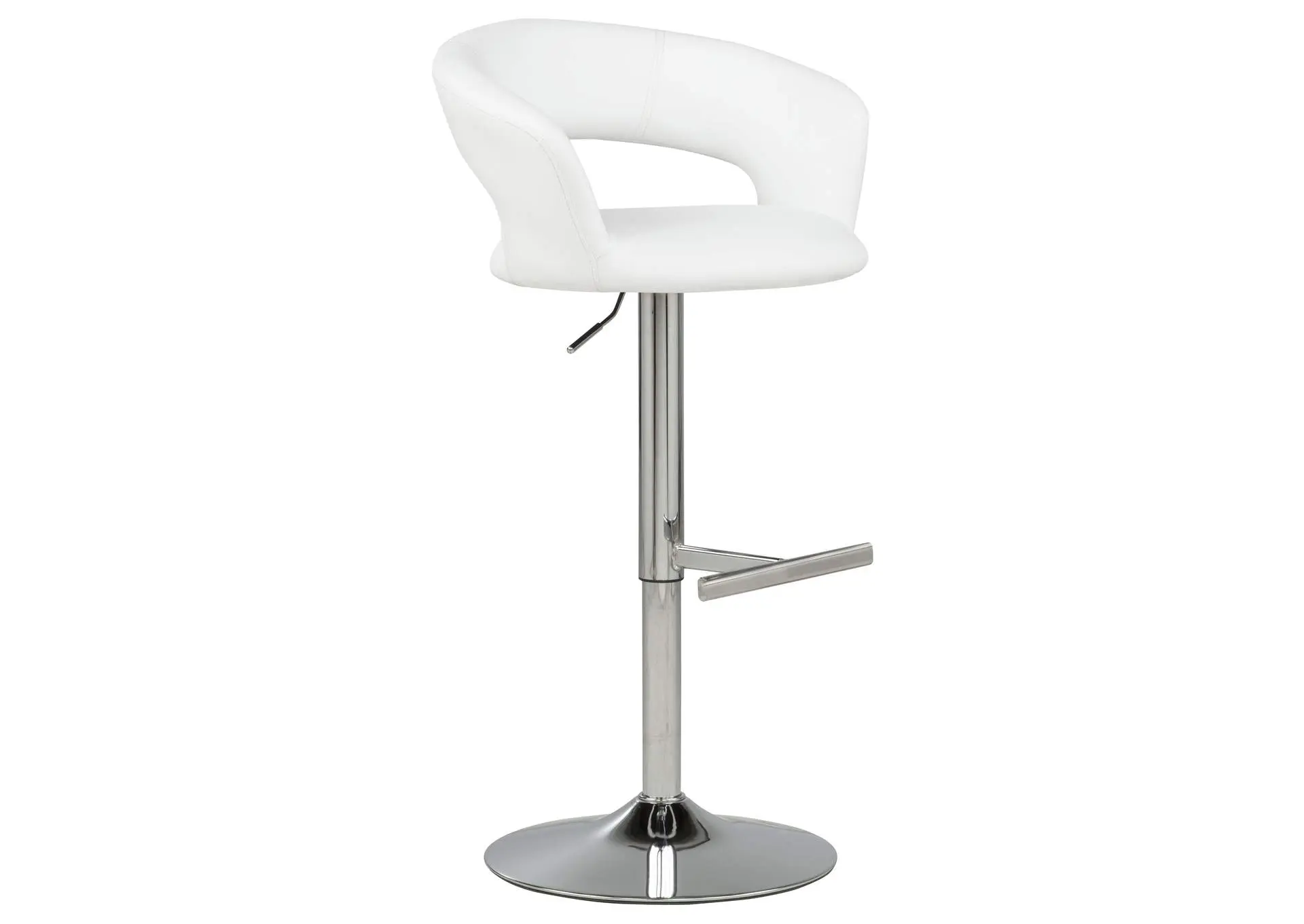 Travia Adjustable Leatherette Swivel Bar Stool White and Chrome