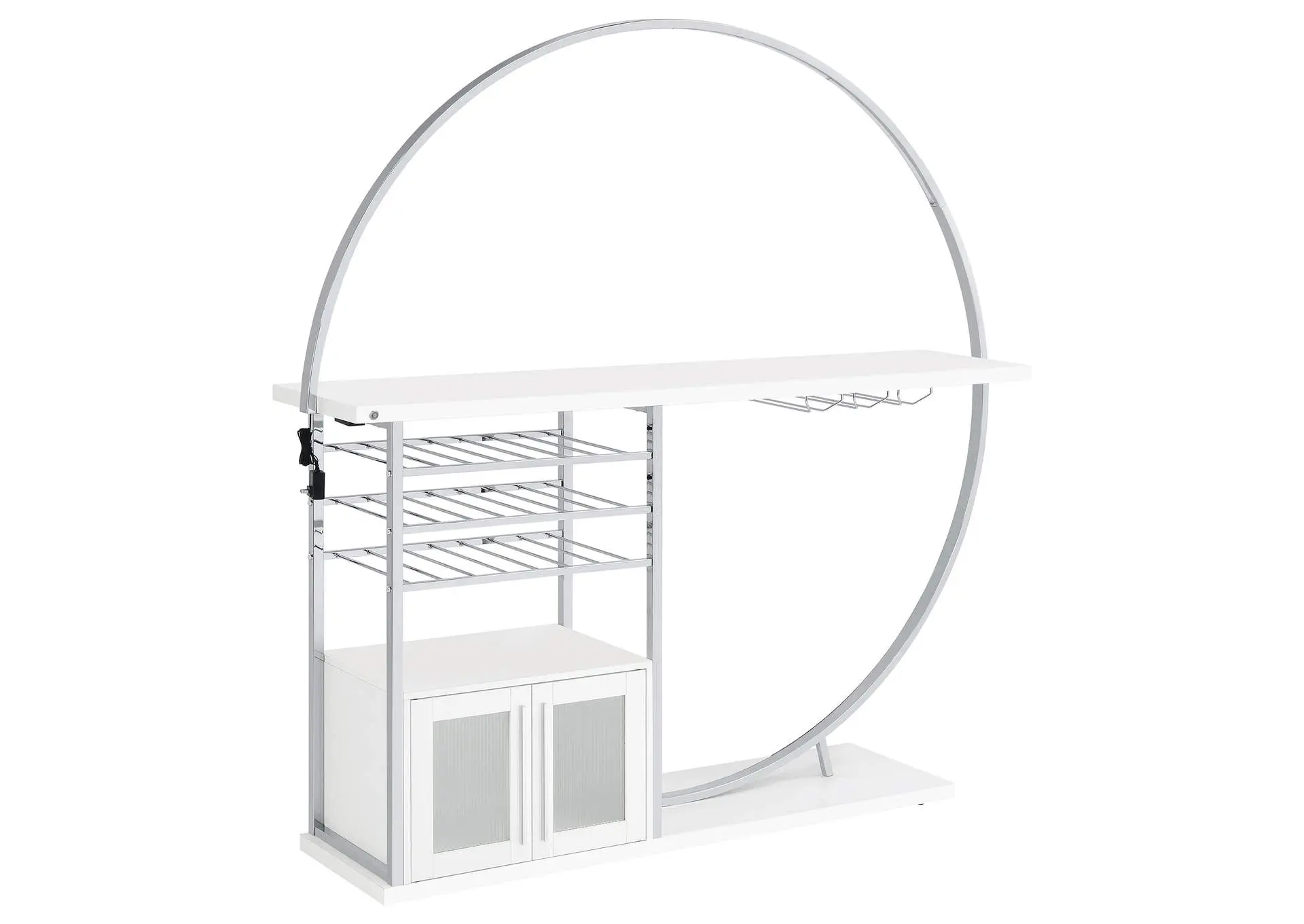 Risley 2-door Circular LED Wine Cabinet White High Gloss