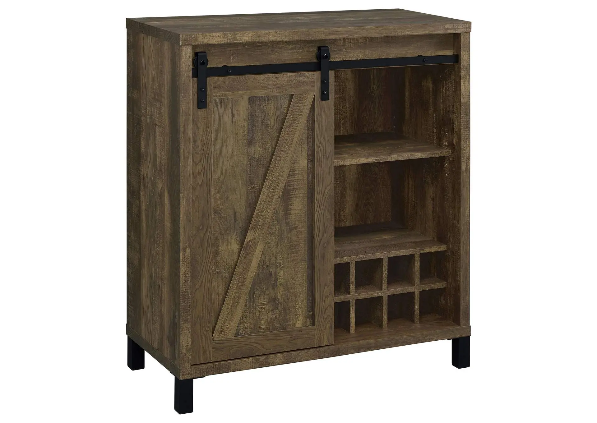 Arlington Sliding Door Home Bar Wine Cabinet Rustic Oak