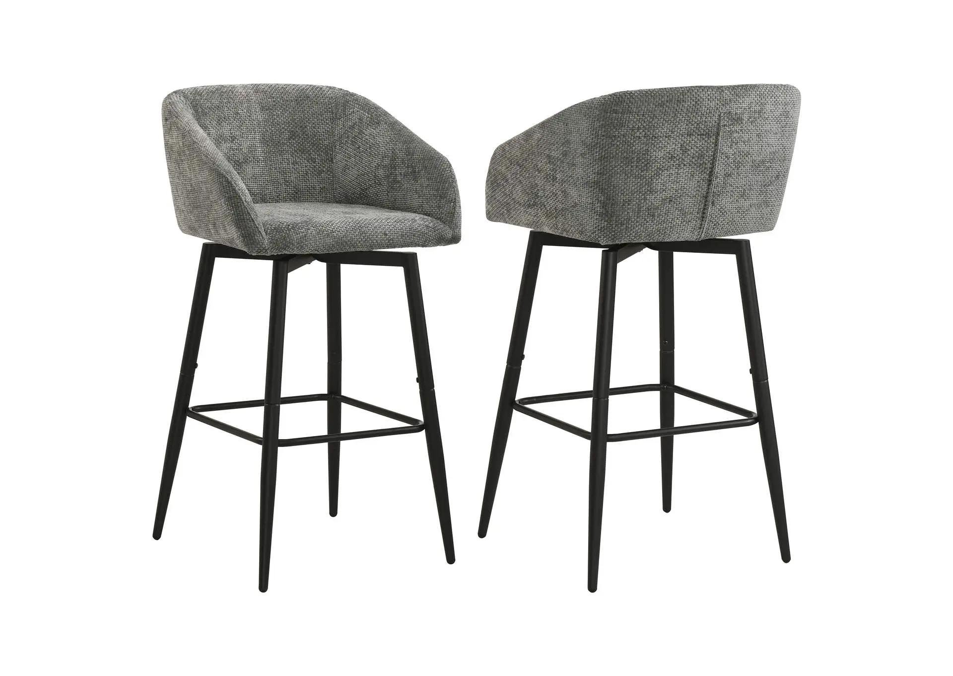 Rainer Fabric Upholstered Swivel Bar Chair Charcoal (Set of 2)