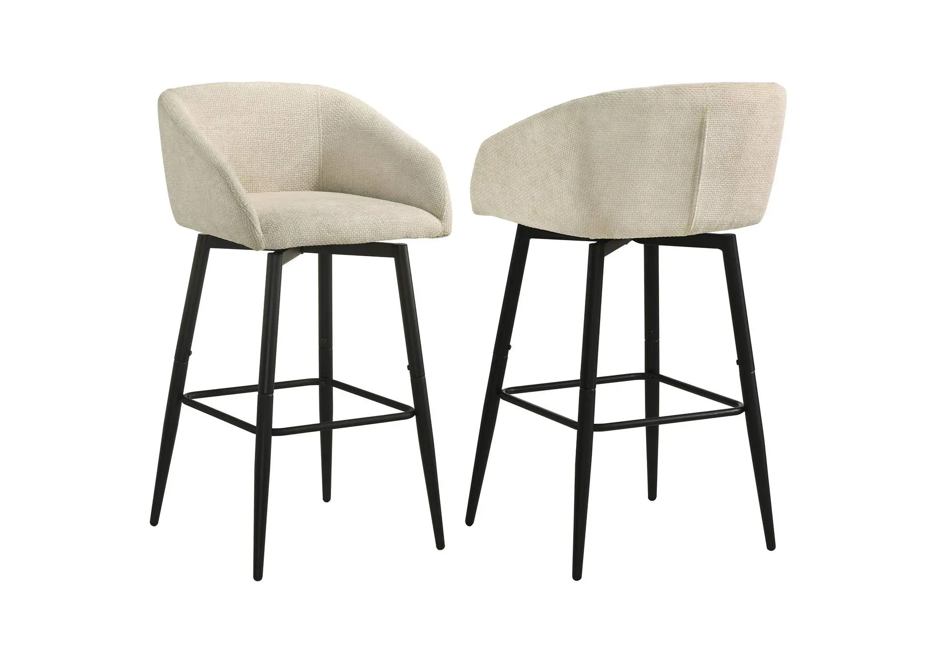 Rainer Fabric Upholstered Swivel Bar Chair Cream (Set of 2)
