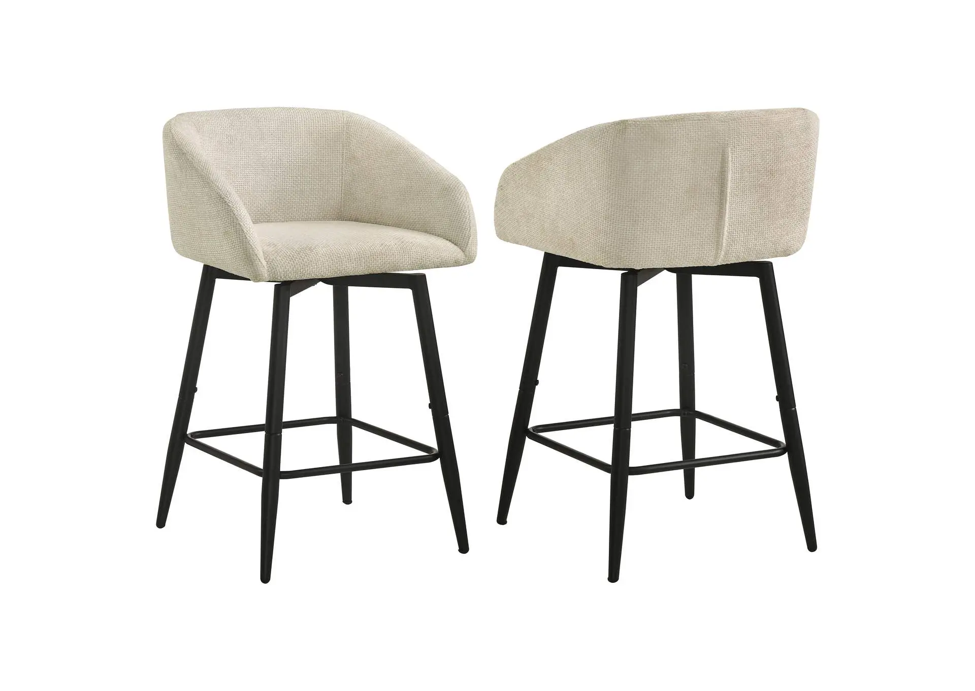Rainer Fabric Upholstered Swivel Counter Height Chair Cream (Set of 2)