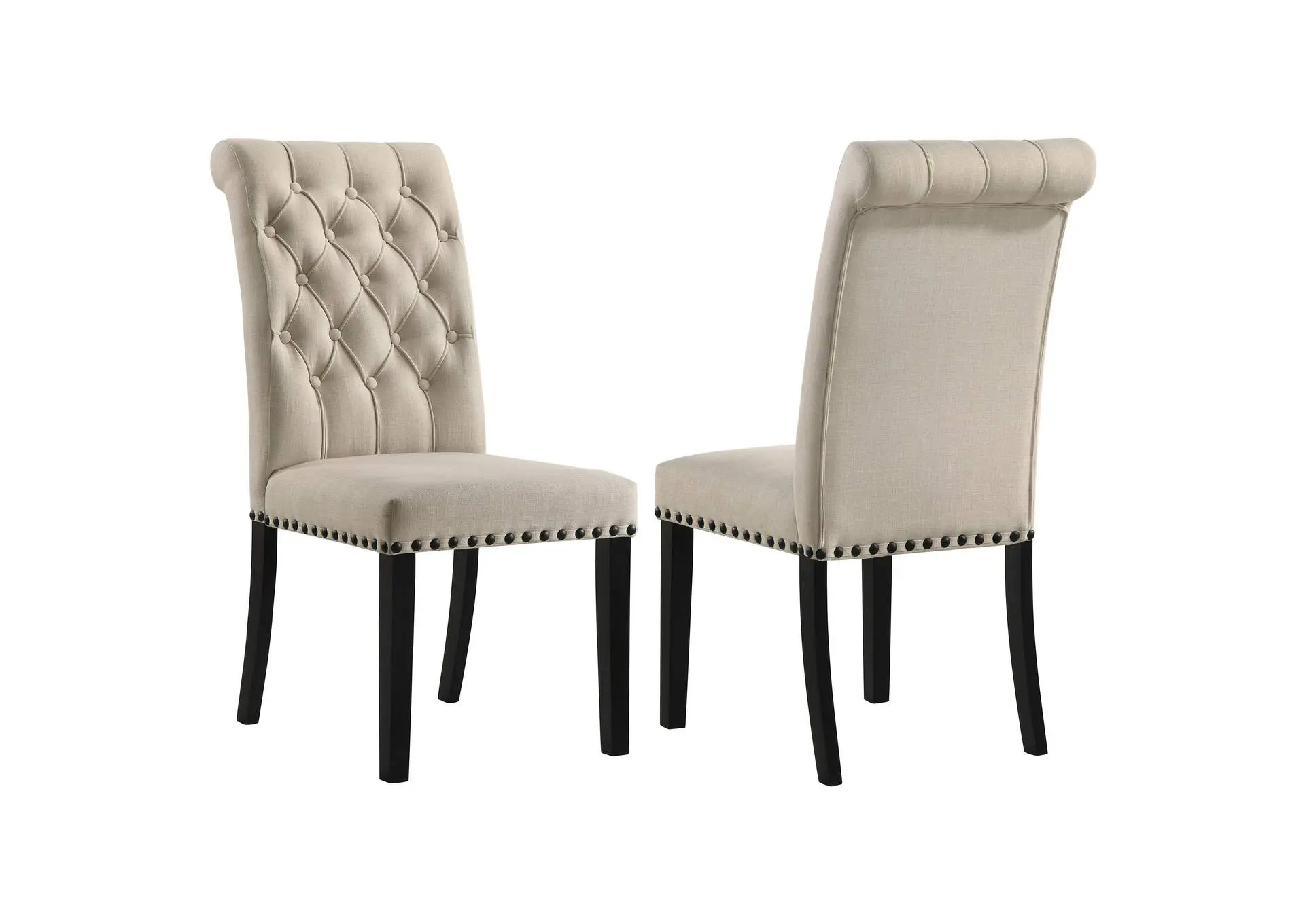 Alana Fabric Upholstered Dining Side Chair Beige (Set of 2)