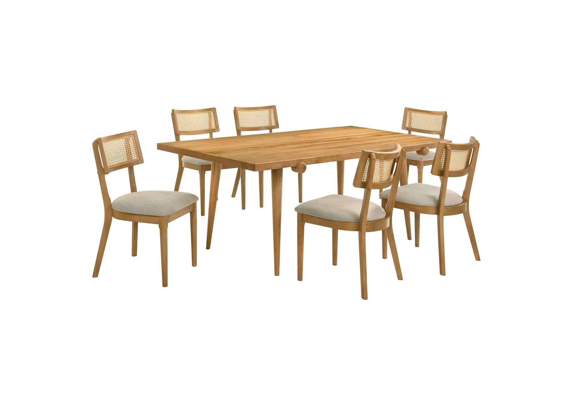 Fabra 7-piece 79-inch Rectangular Dining Set Honey Wheat