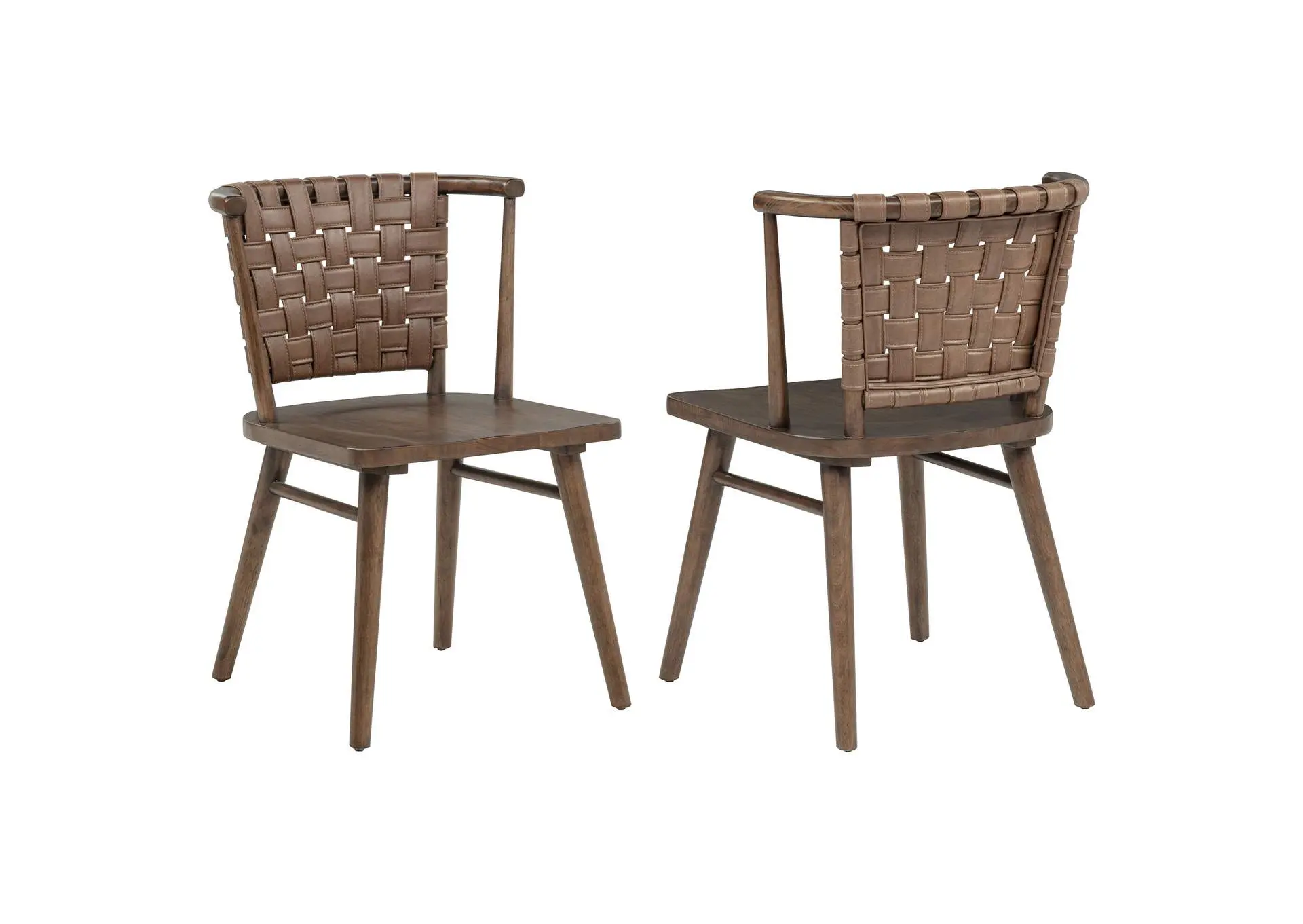 Tallis Woven Leatherette Back Dining Side Chair Brown (Set of 2)