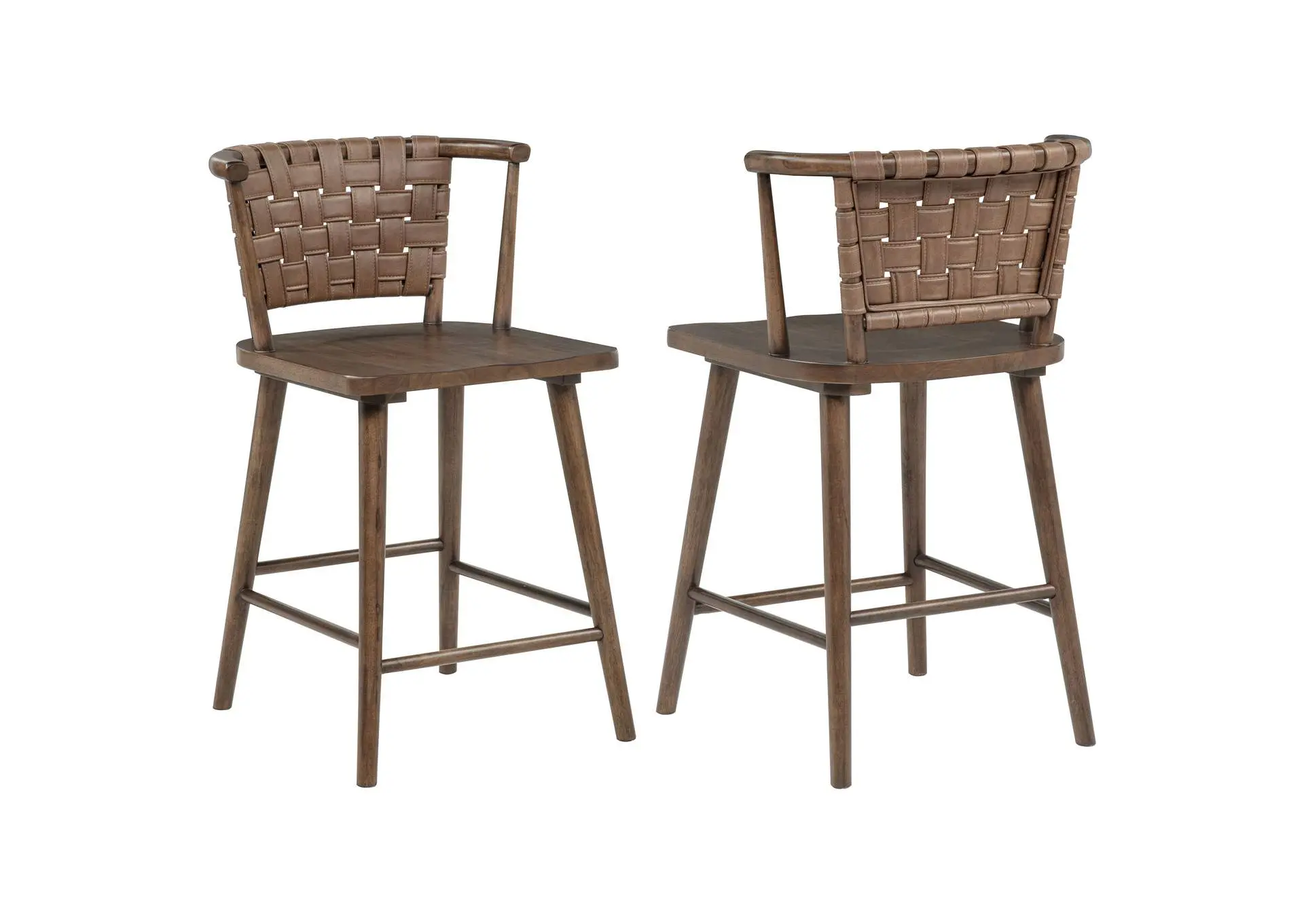 Tallis Woven Leatherette Back Counter Chair Brown (Set of 2)
