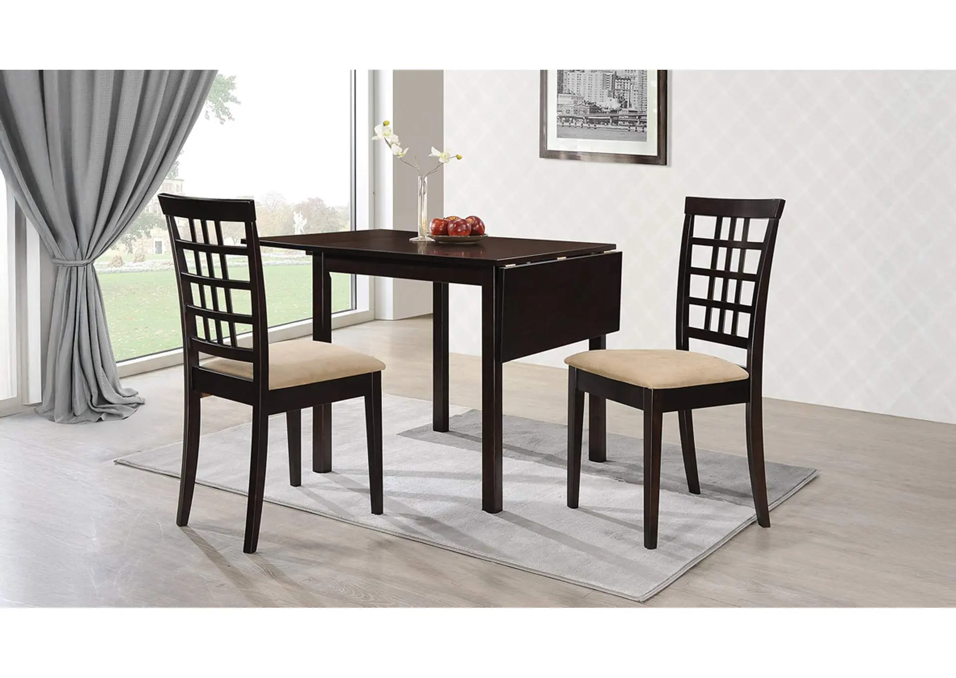 Kelso 3-piece Drop Leaf Dining Table Set Cappuccino and Tan
