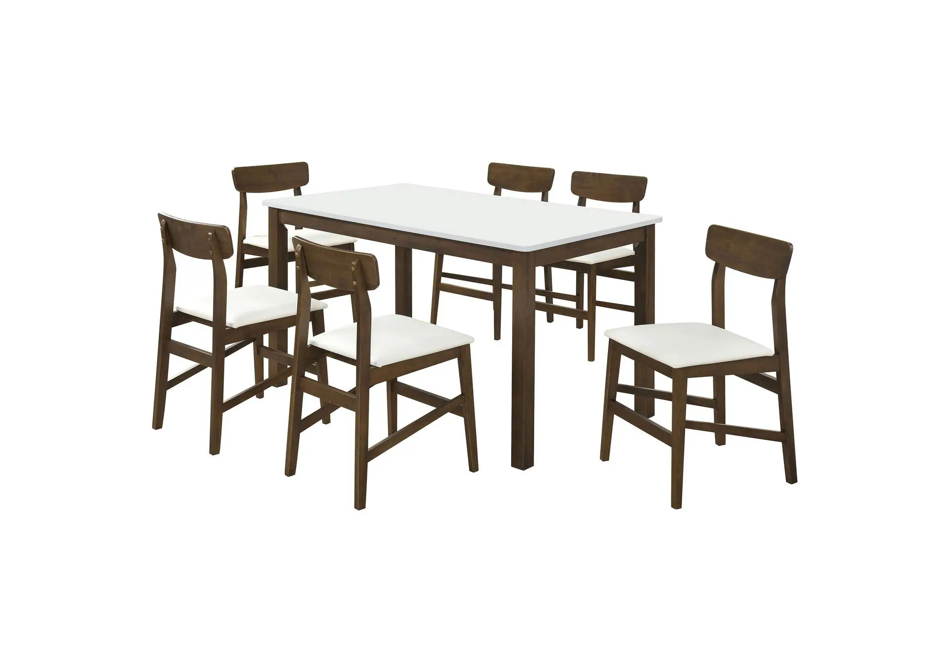 Merrin 7-piece 55-inch Rectangular Dining Set Off White and Walnut