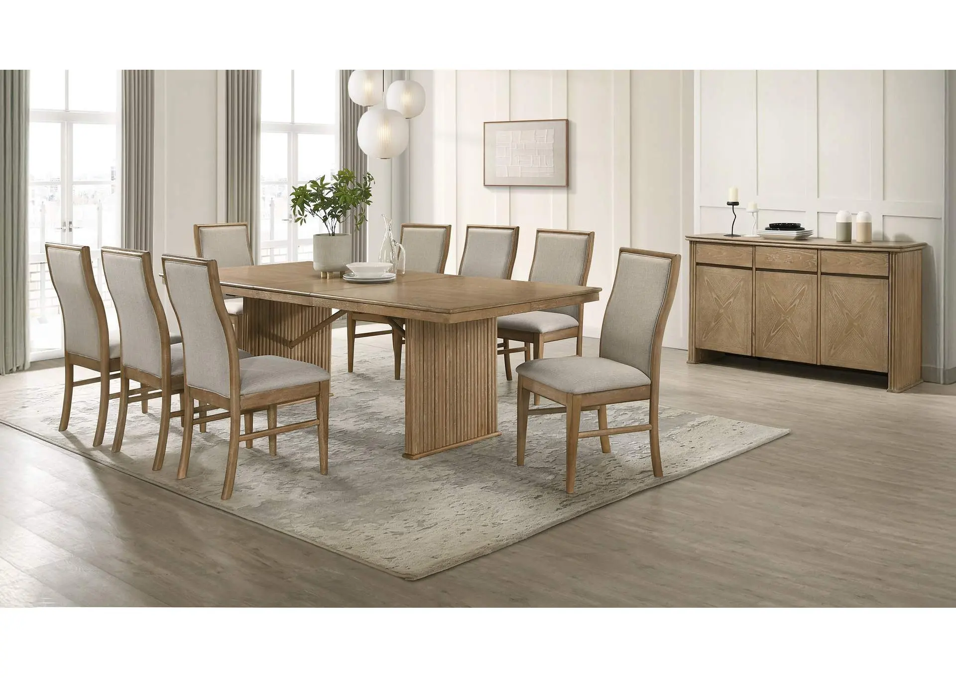 Adina 10-piece Extension Dining Set Distressed Light Brown