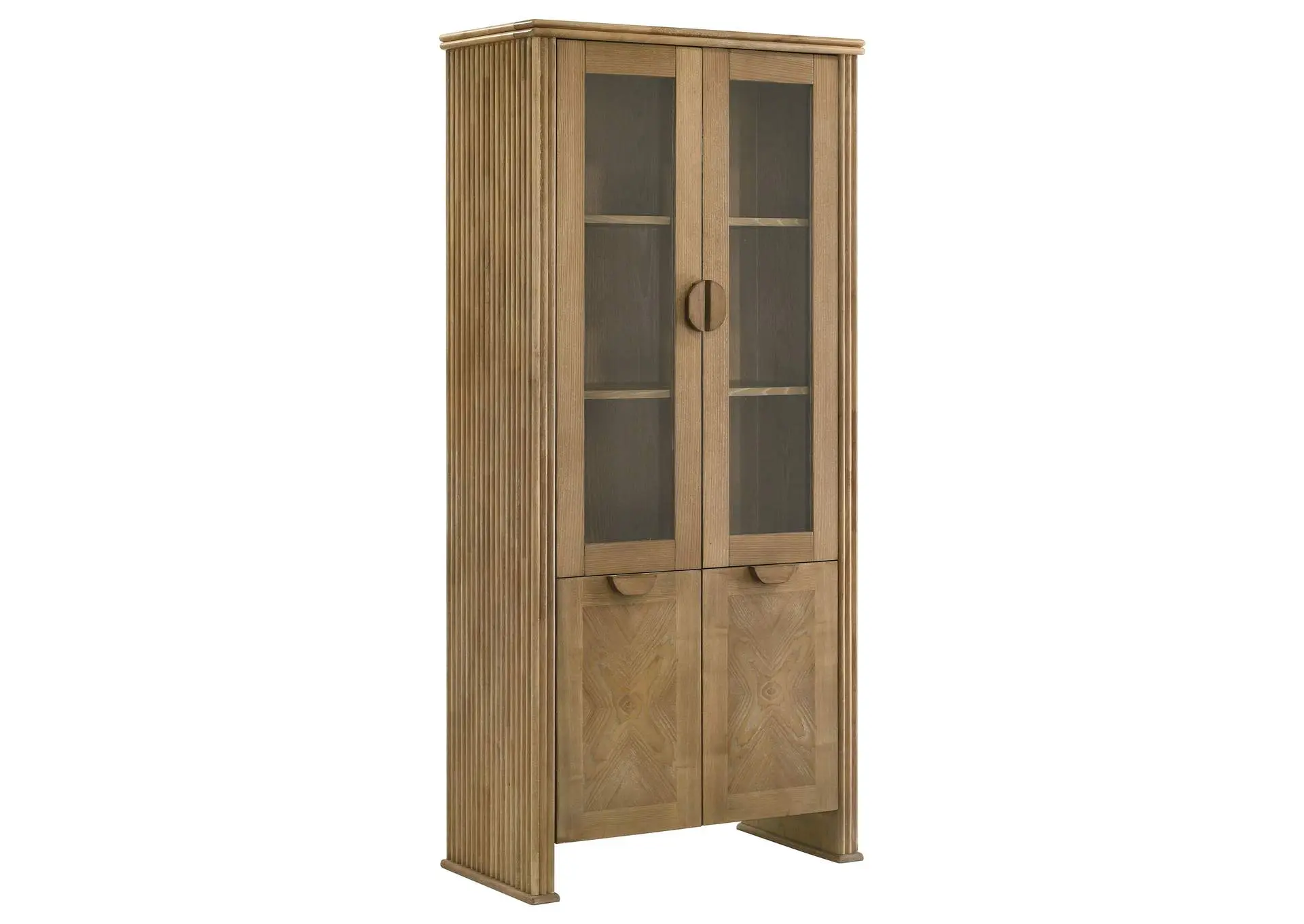 Adina 77-inch Tall Display Cabinet Distressed Light Brown