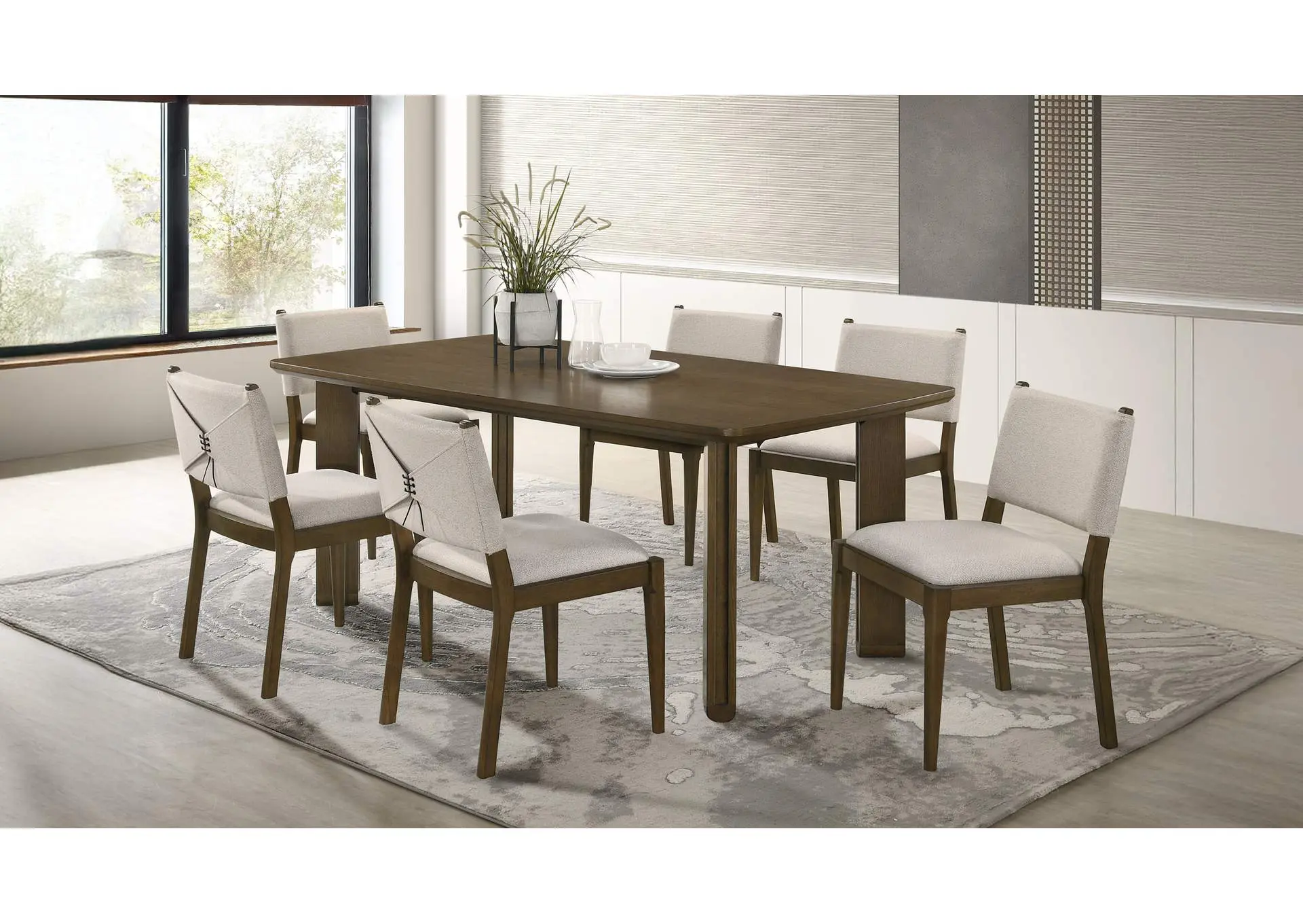 Ottowa 7-piece Rectangular Wood Dining Room Table Set Brown