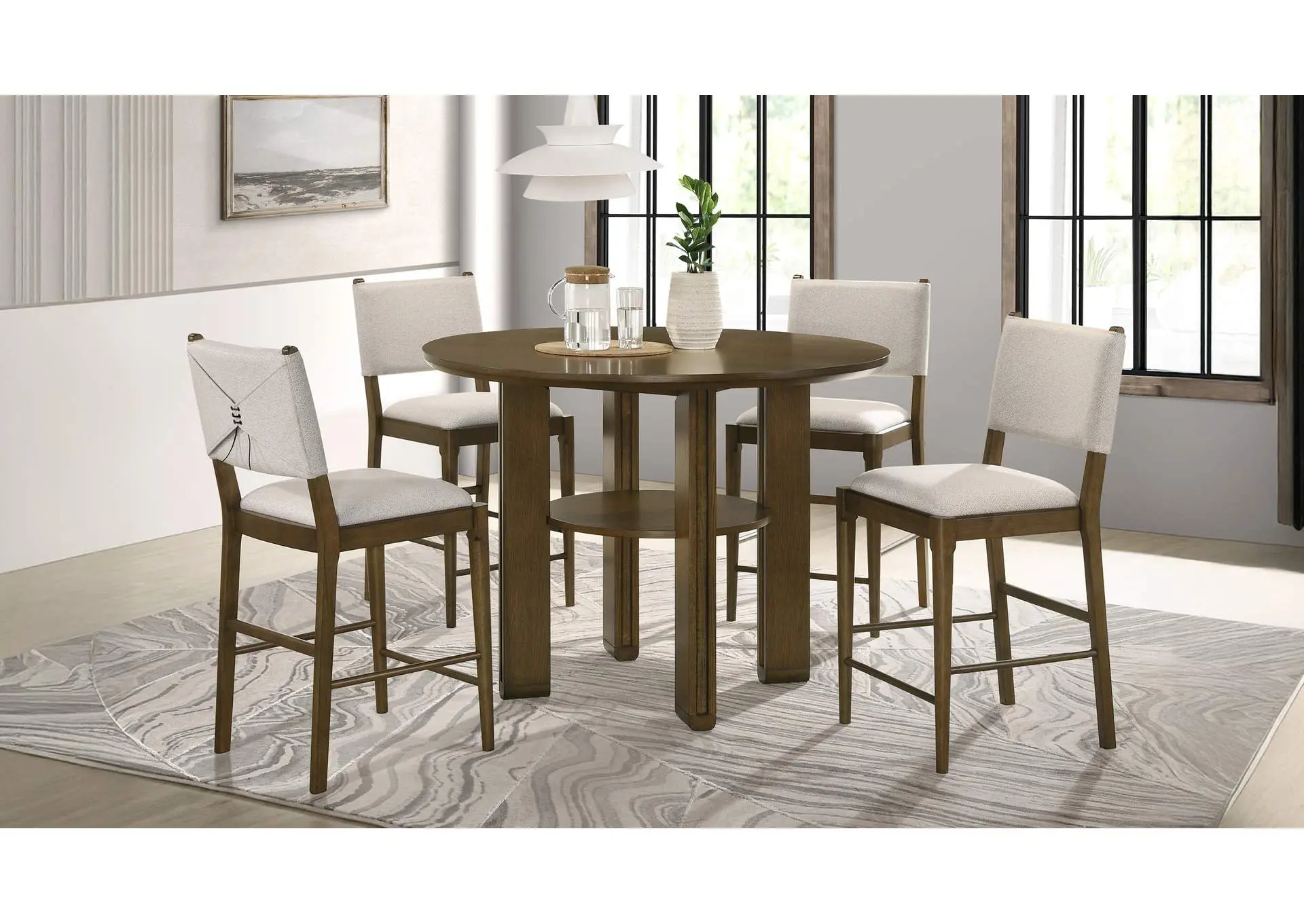 Ottowa 5-piece Round Counter Height Dining Room Set Brown