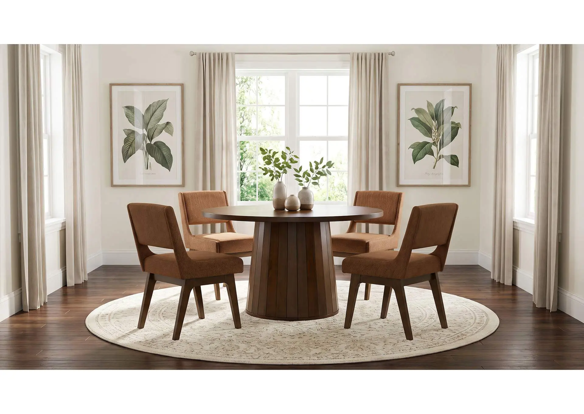 Galindo 5-piece 52-inch Round Dining Set Nutmeg and Walnut