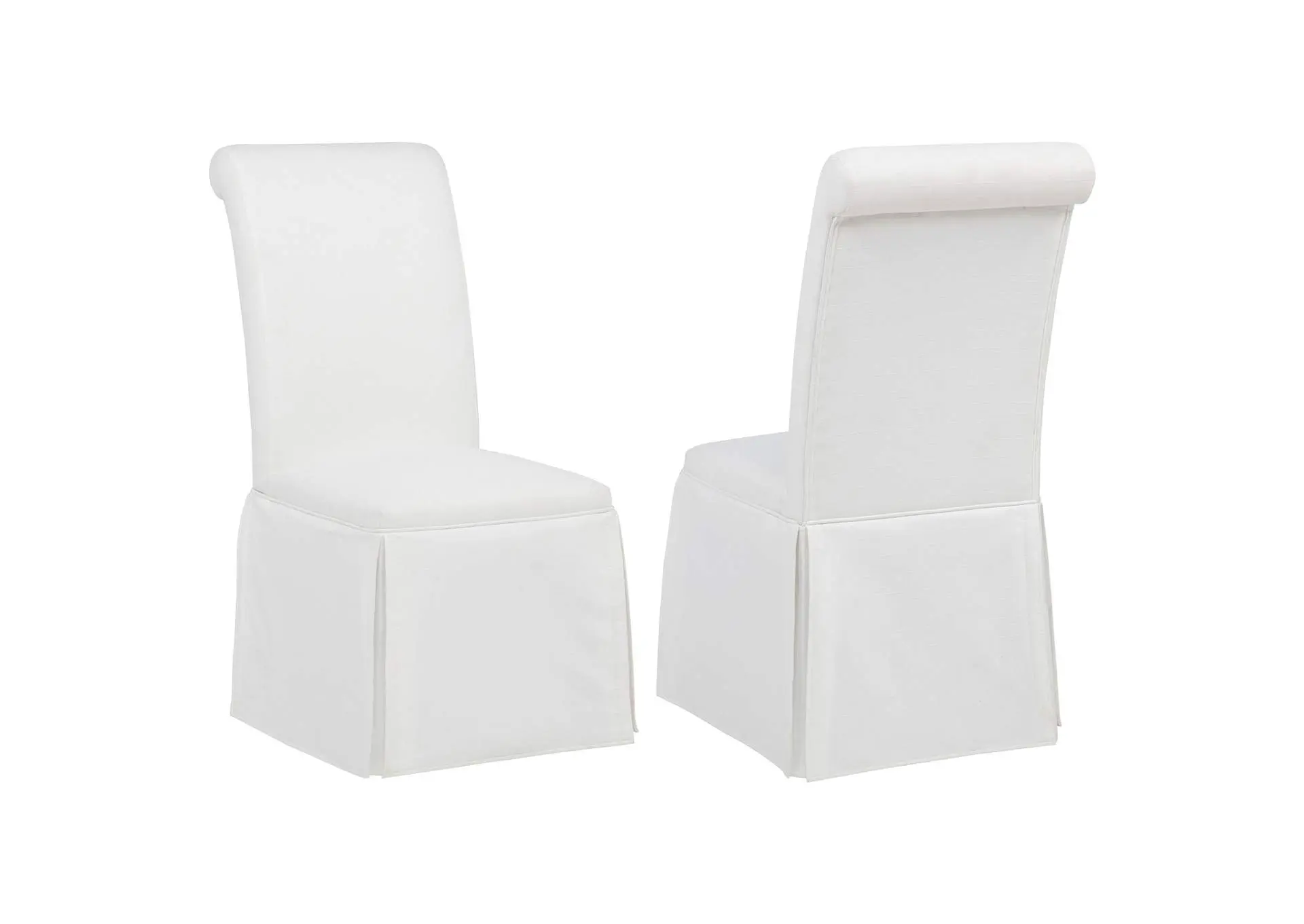 Shawna Upholstered Skirted Side Chair White (Set of 2)