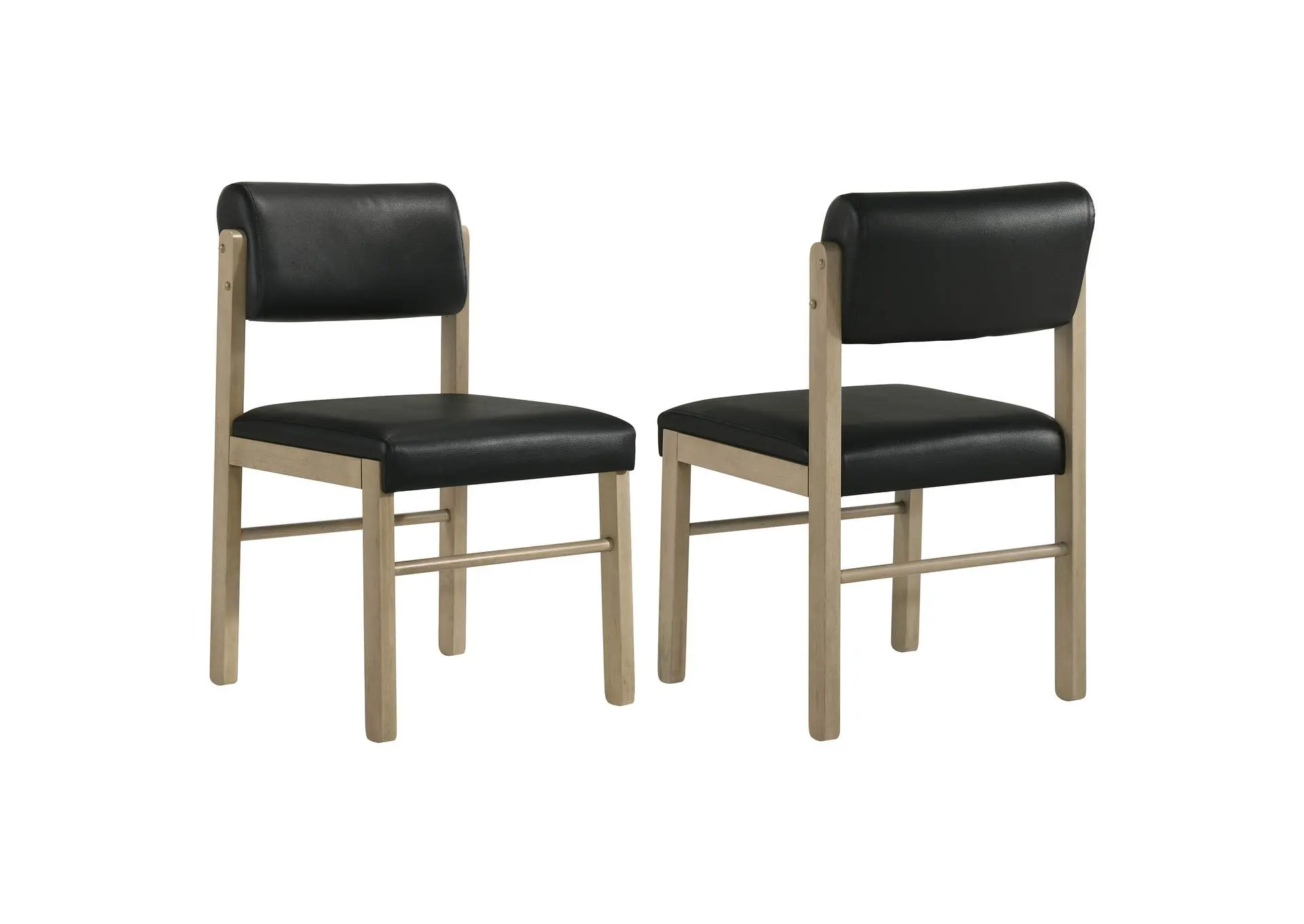 Kehoe Upholstered Dining Side Chair Black and Natural Oak (Set of 2)