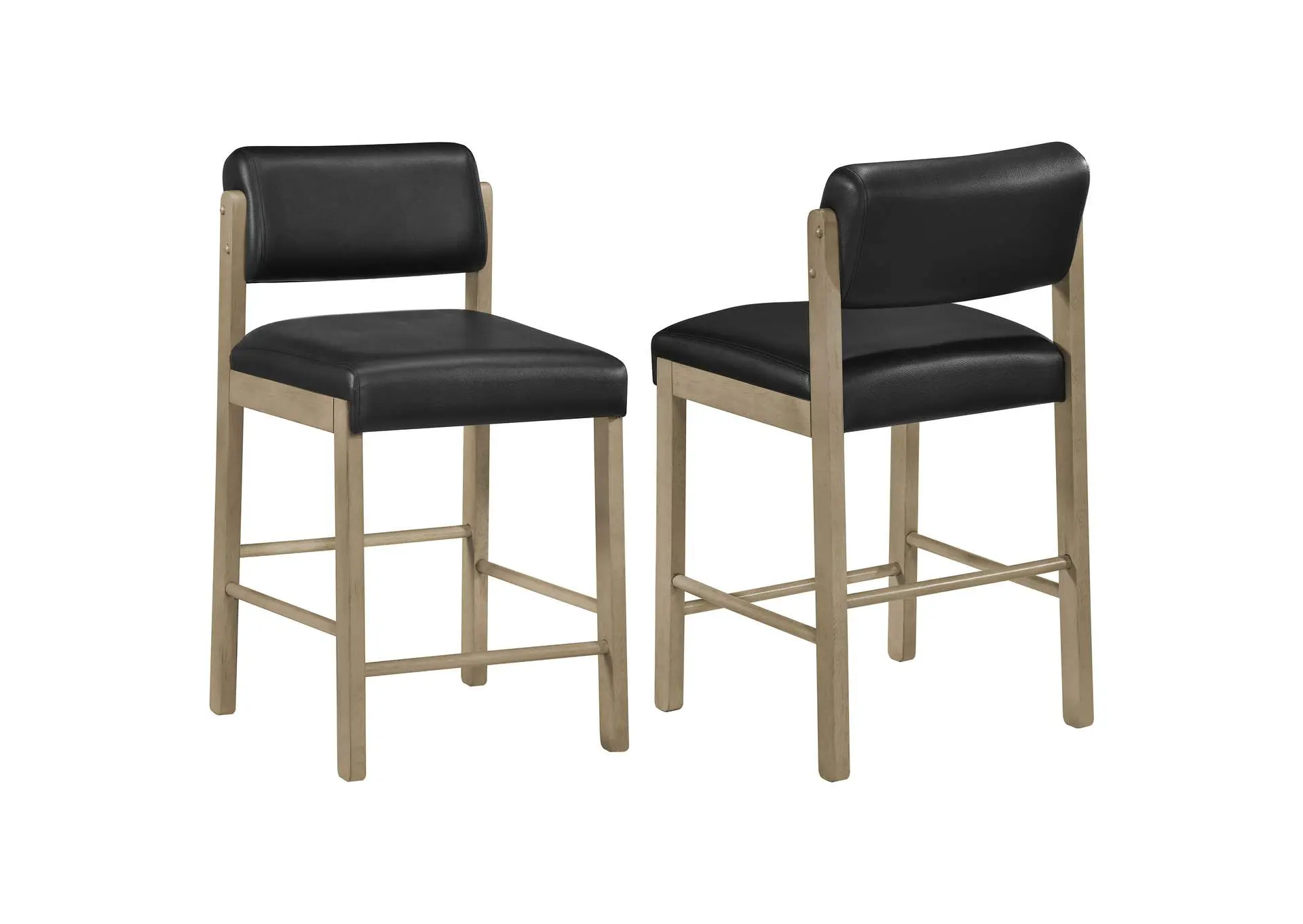Kehoe Upholstered Counter Height Chair Black and Natural Oak (Set of 2)
