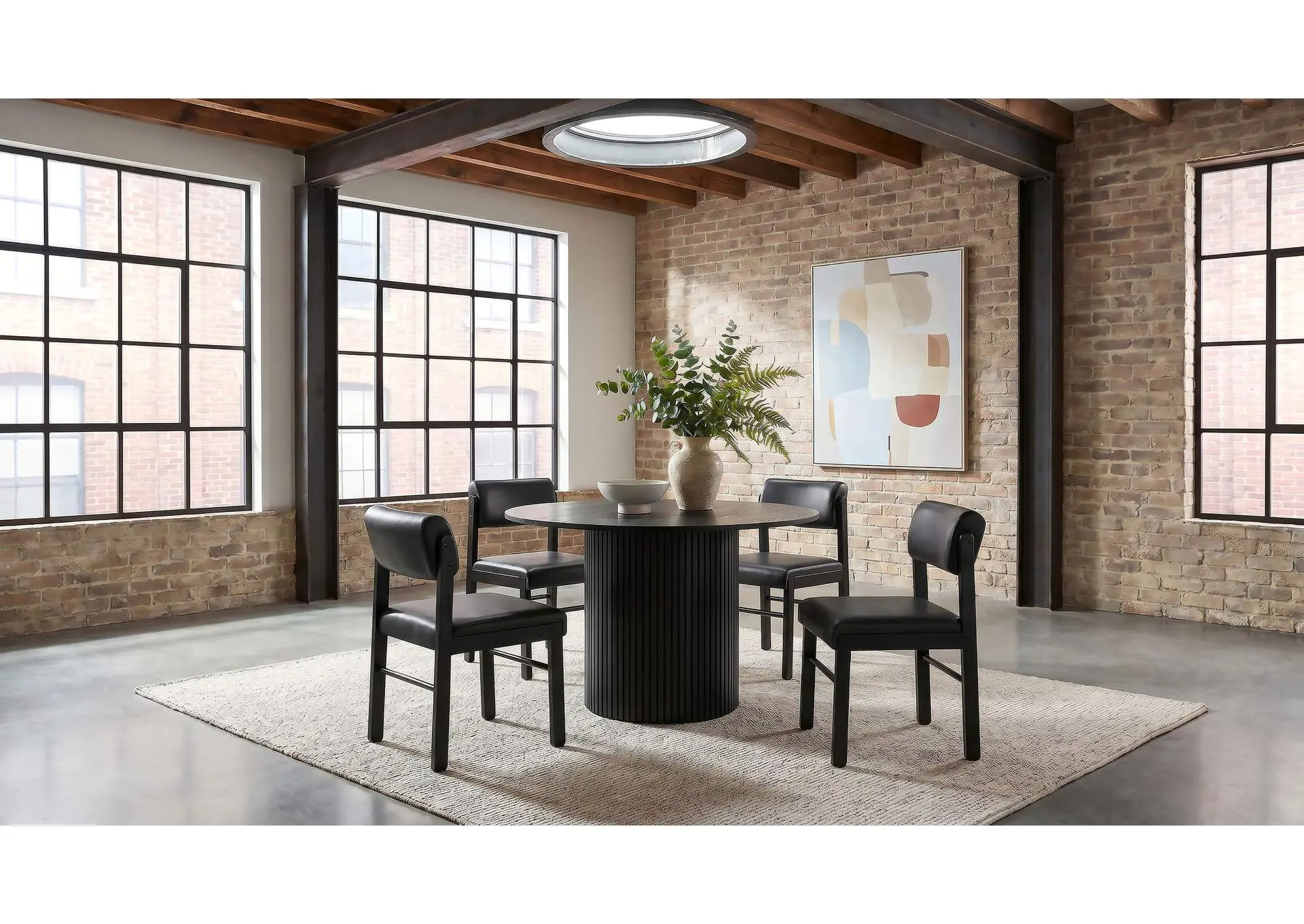 Hamlyn 5-piece Round Wood Dining Set Black
