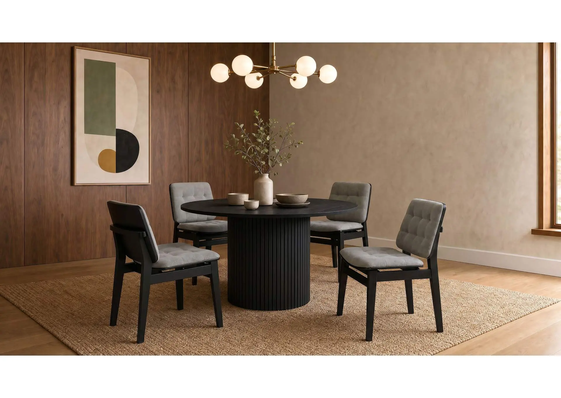 Hamlyn 5-piece Round Wood Dining Set Grey and Black