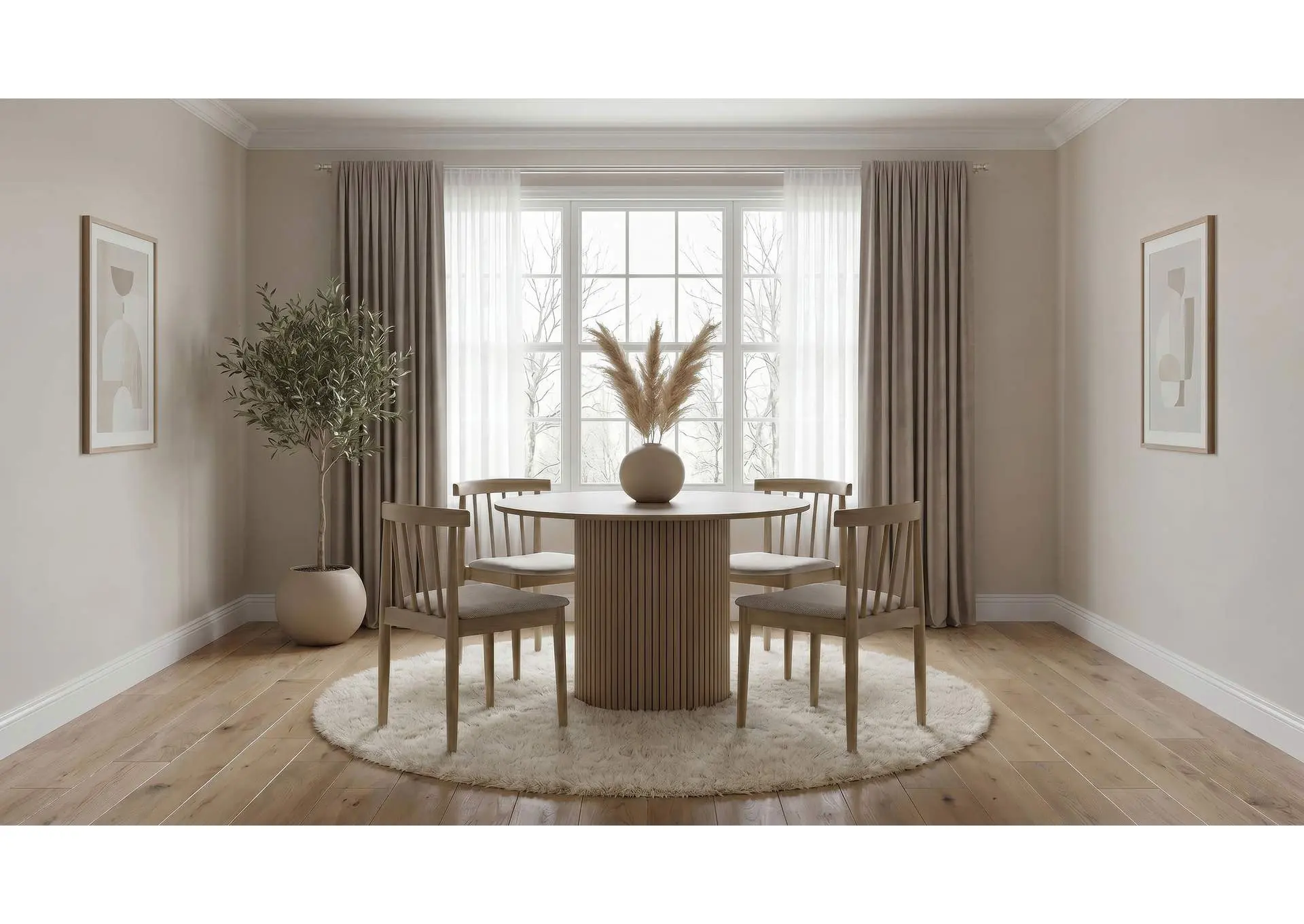 Hamlyn 5-piece Round Wood Dining Set Wheat and Natural Oak