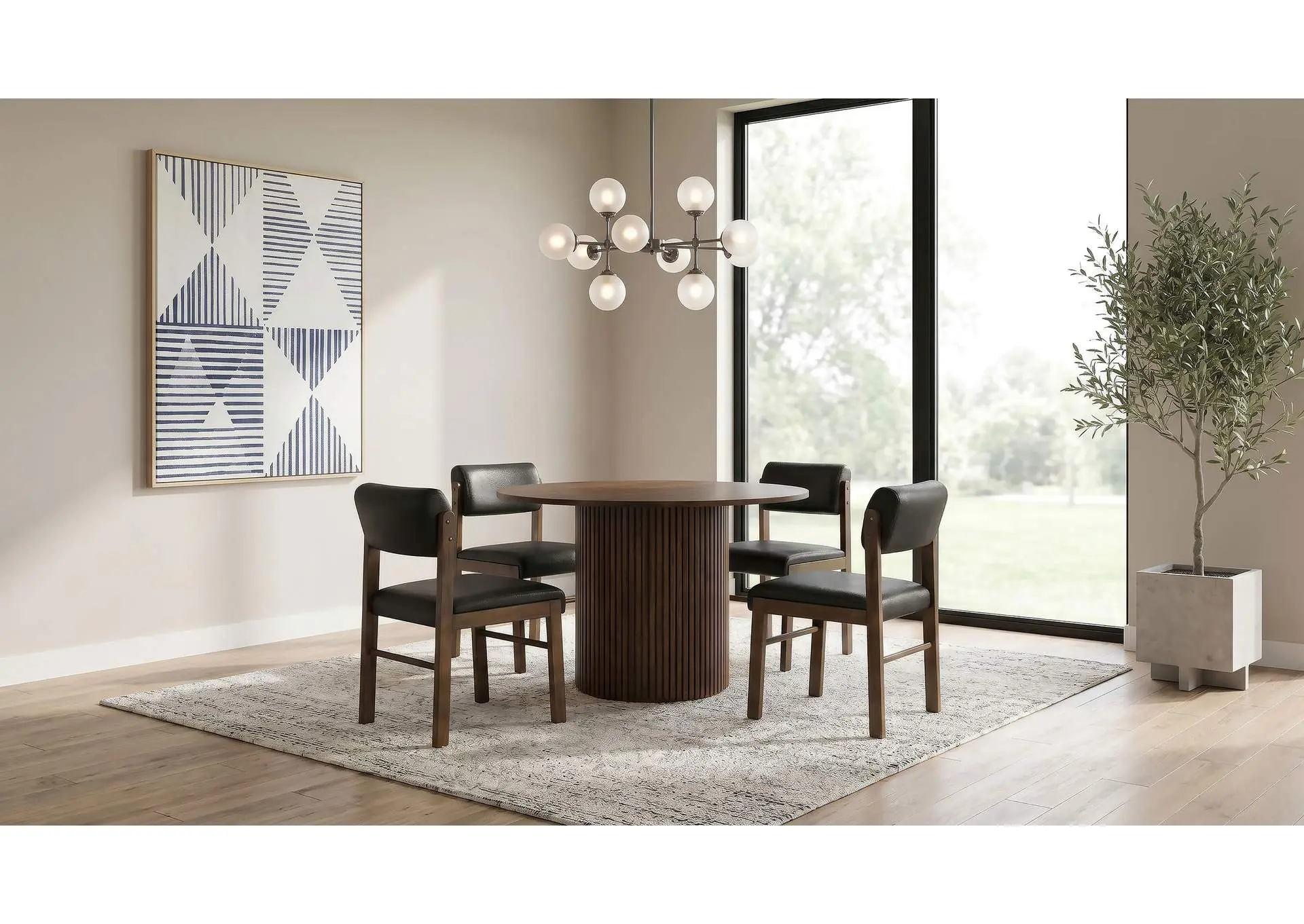 Hamlyn 5-piece Round Wood Dining Set Black and Walnut