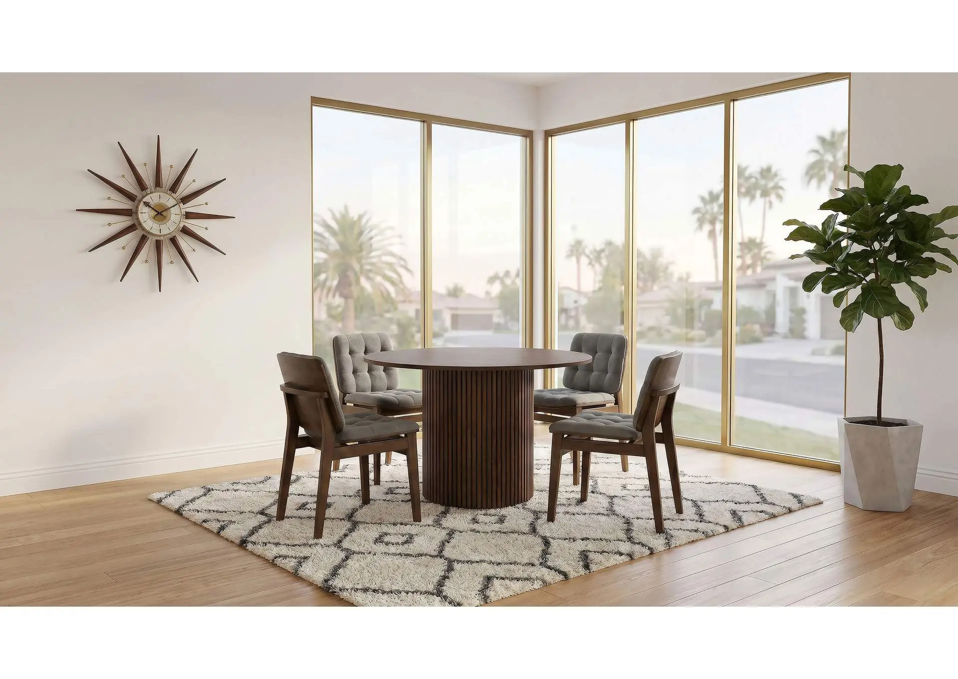 Hamlyn 5-piece Round Wood Dining Set Grey and Walnut