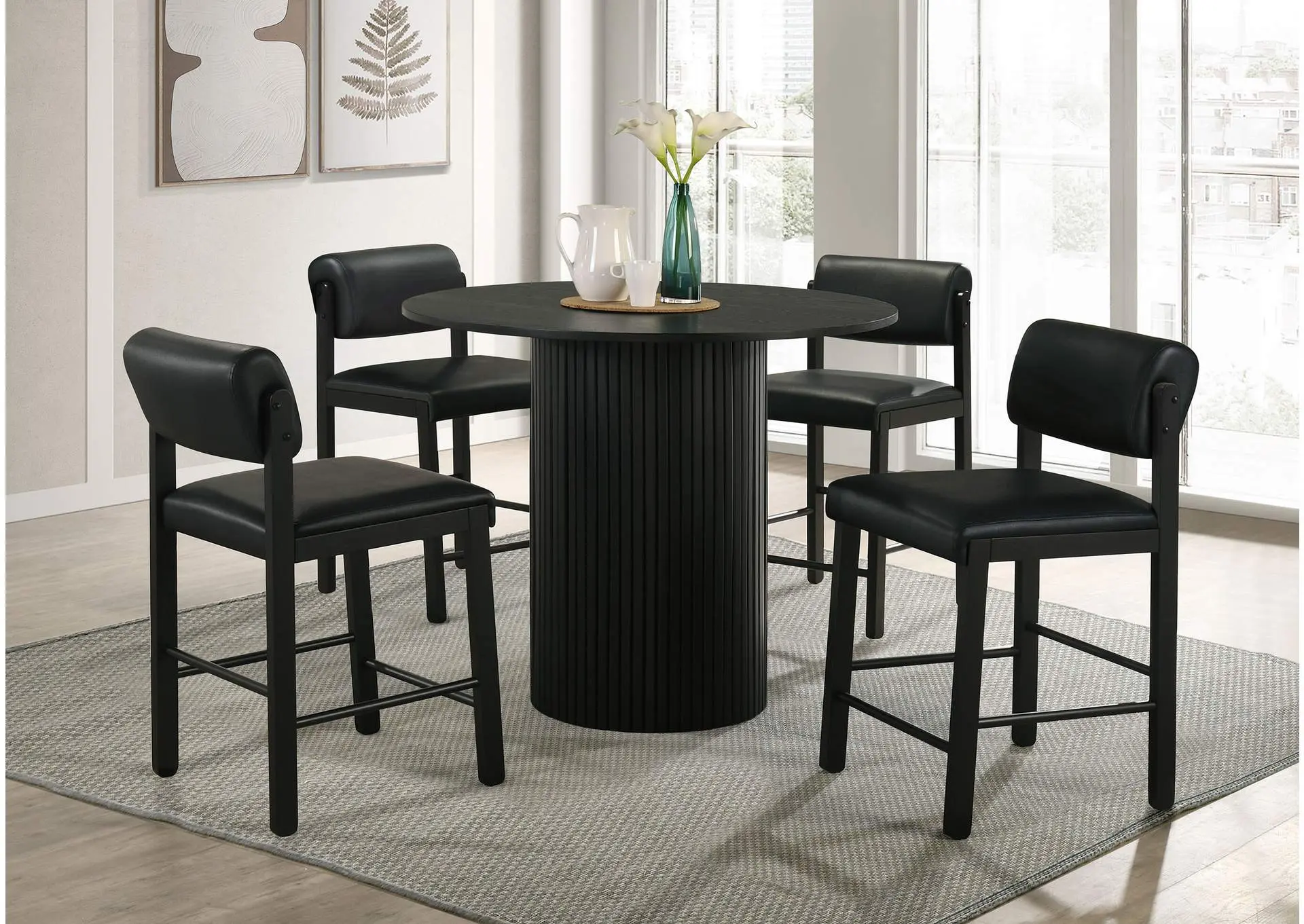 Hamlyn 5-piece Round Wood Counter Height Dining Set Black