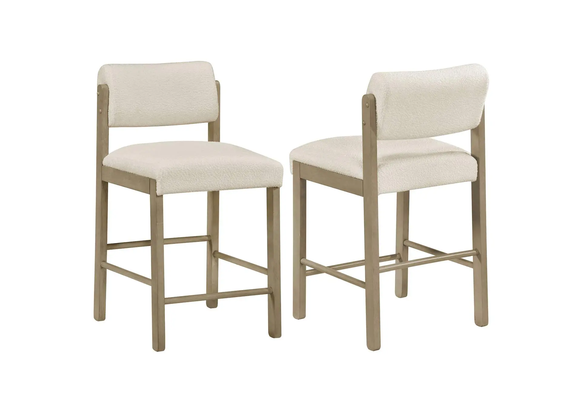 Kehoe Upholstered Counter Height Chair Cream and Natural Oak (Set of 2)