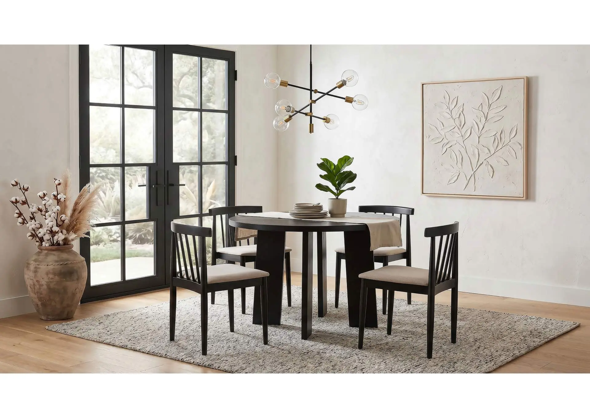 Strouse 5-piece Dining Set Wheat and Black