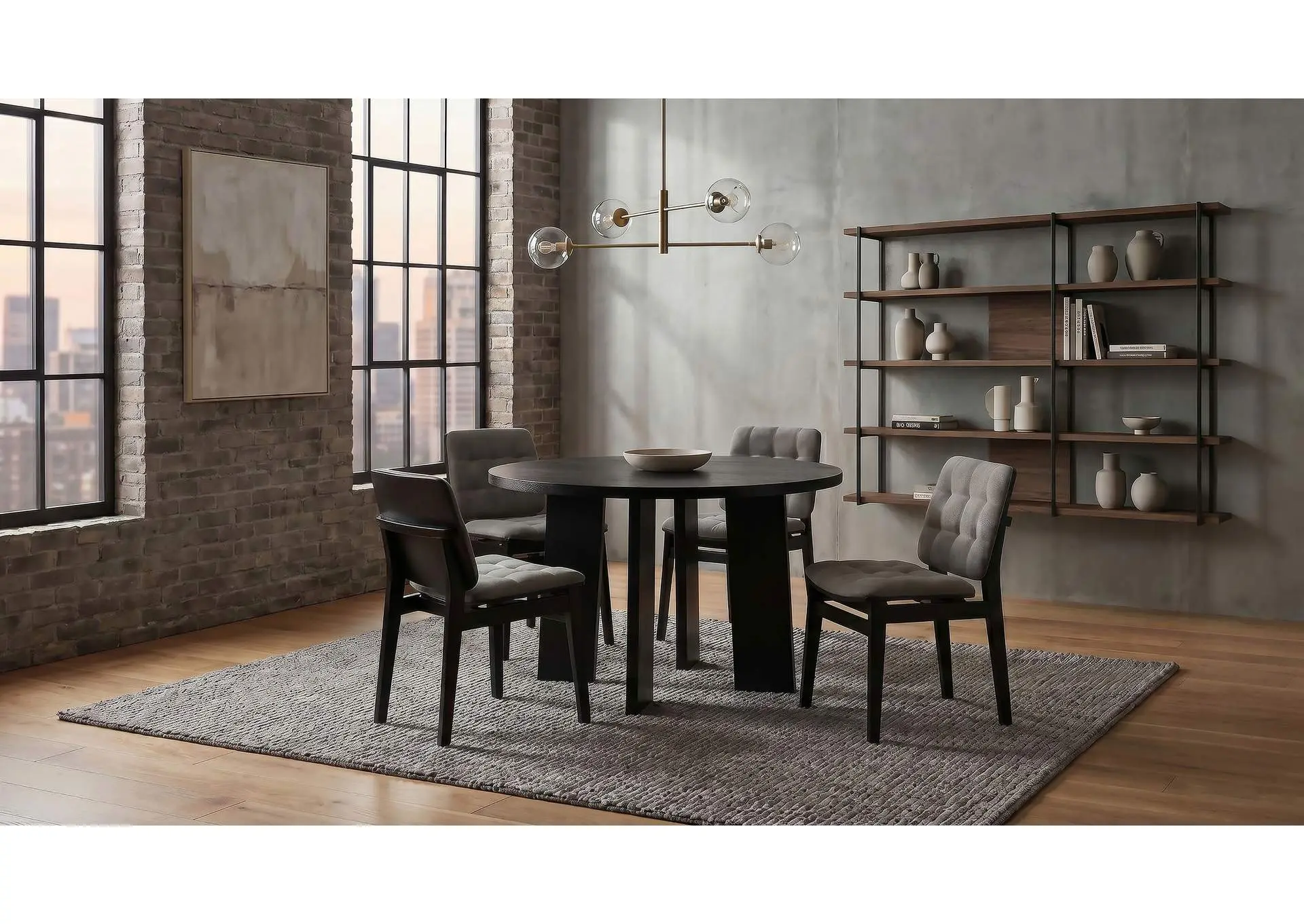 Strouse 5-piece Dining Set Grey and Black