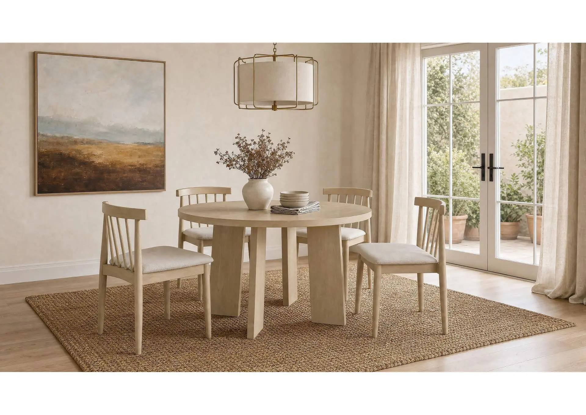 Strouse 5-piece Dining Set Wheat and Natural Oak
