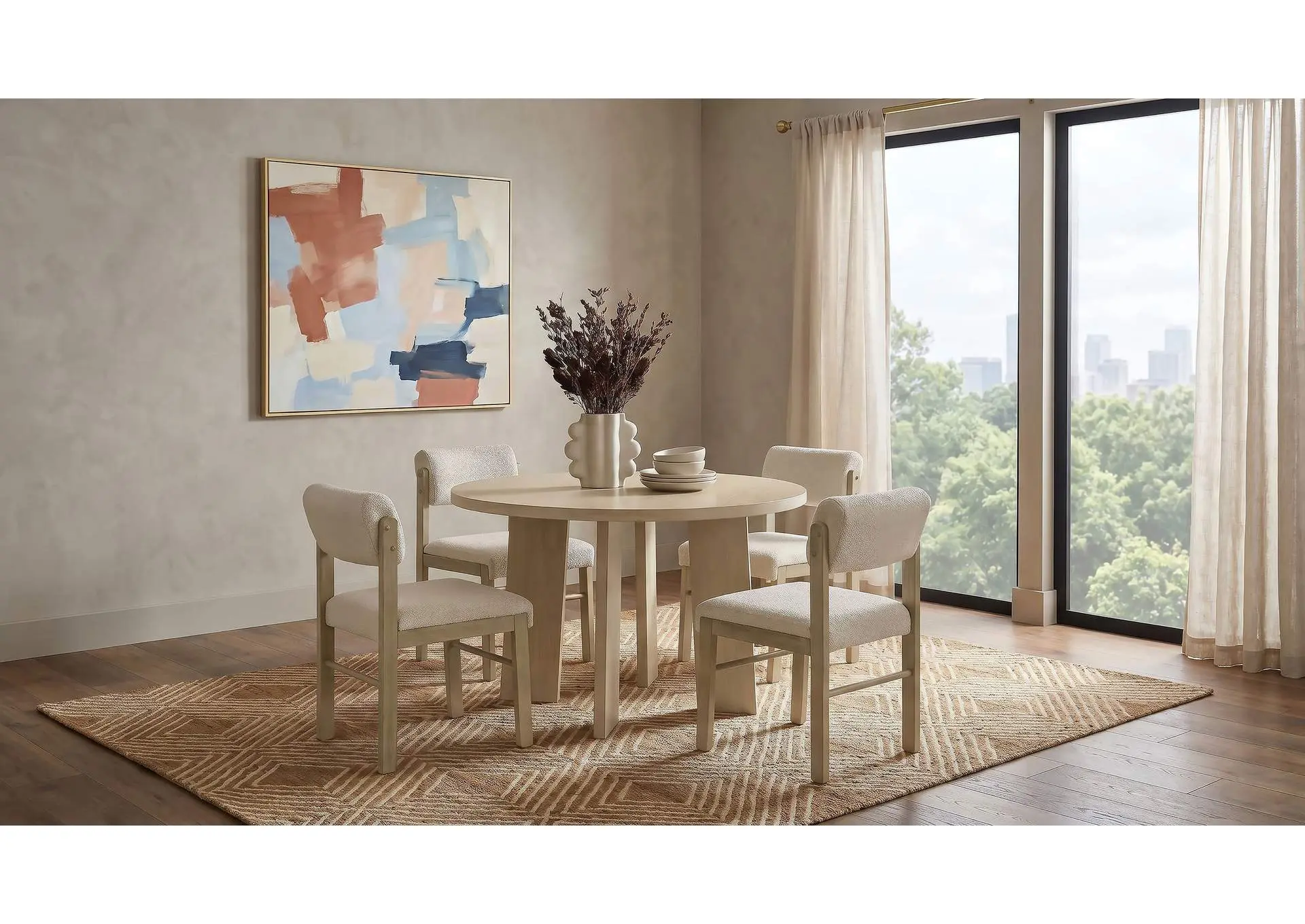Strouse 5-piece Dining Set Cream and Natural Oak