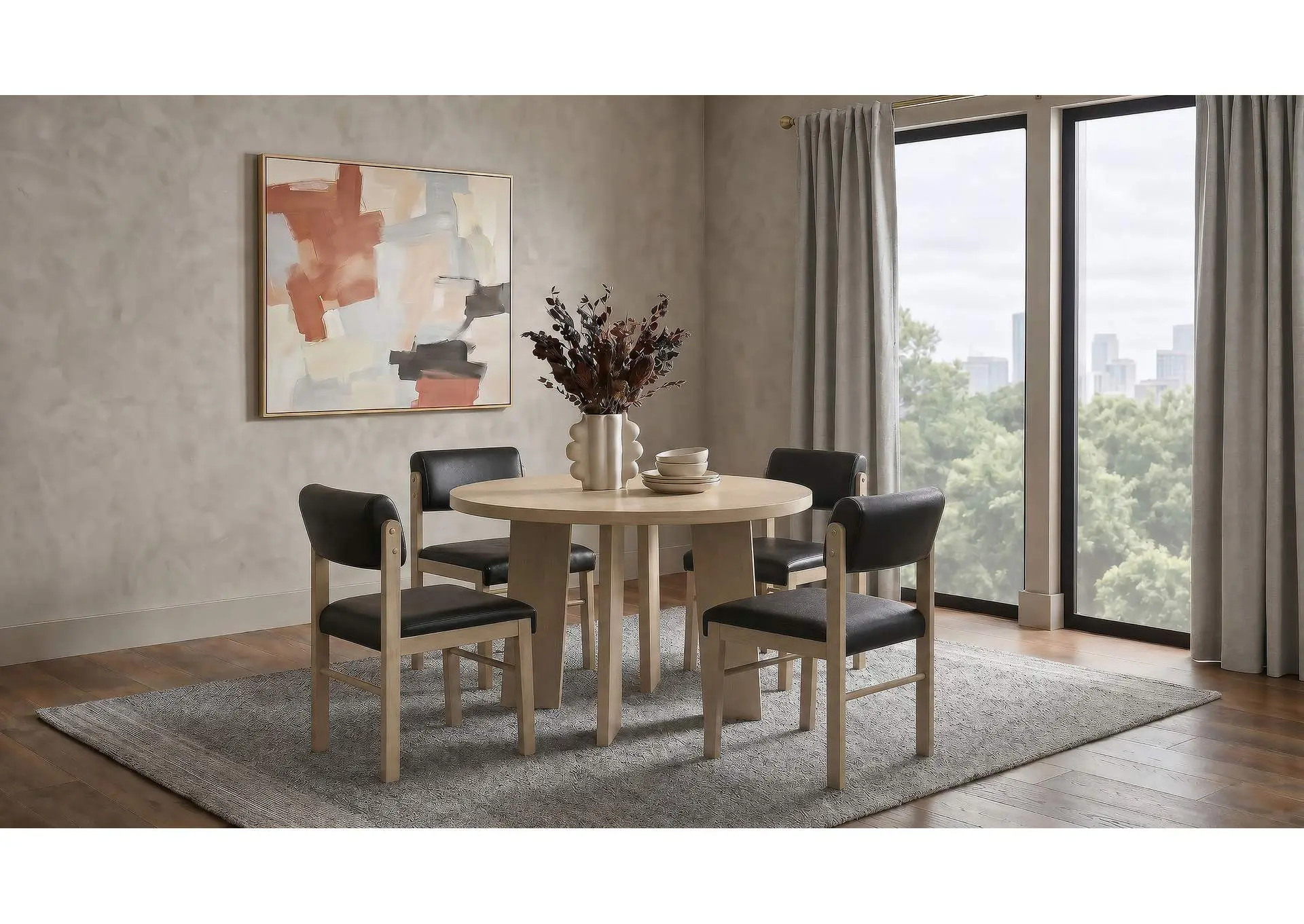 Strouse 5-piece Dining Set Black and Natural Oak